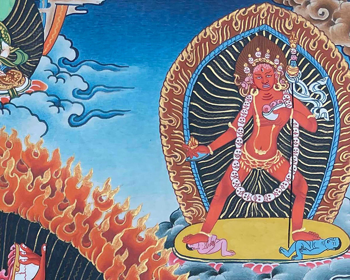 Original Hand Painted Vajrayogini Thangka Painting | Buddhist Art for Wall Decoration