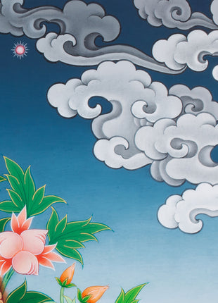 Healing Medicine Buddha Thangka | Buddhist Lapis Lazuli Deity