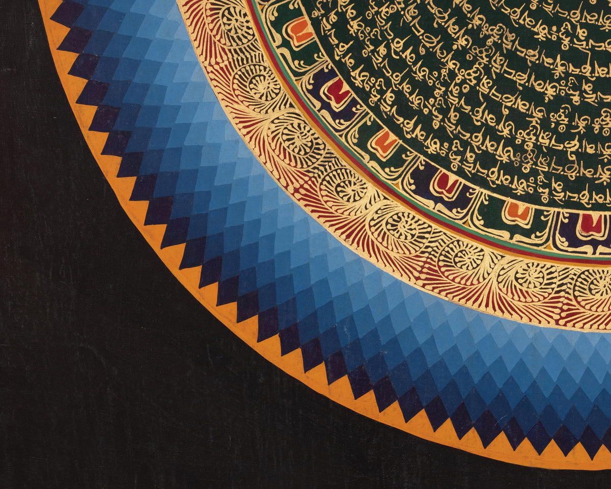 Mantra Mandala Spiritual Thangka | Sacred Mantras and Meditation Altar