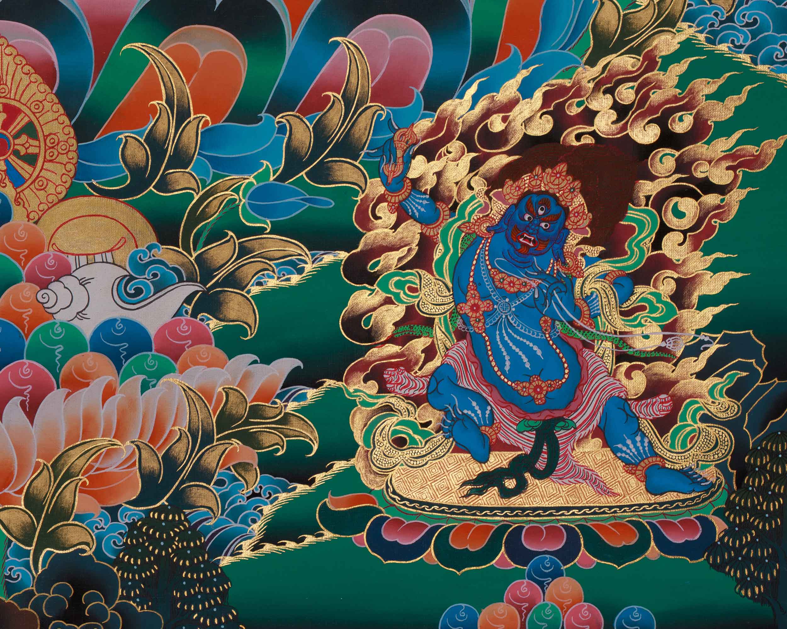Himalayan Thangka Of Manjushri | Amitabha Buddha, Chenrezig, Vajrapani