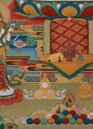 Red Amitabha Buddha Thangka | Buddha with Bodhisattvas