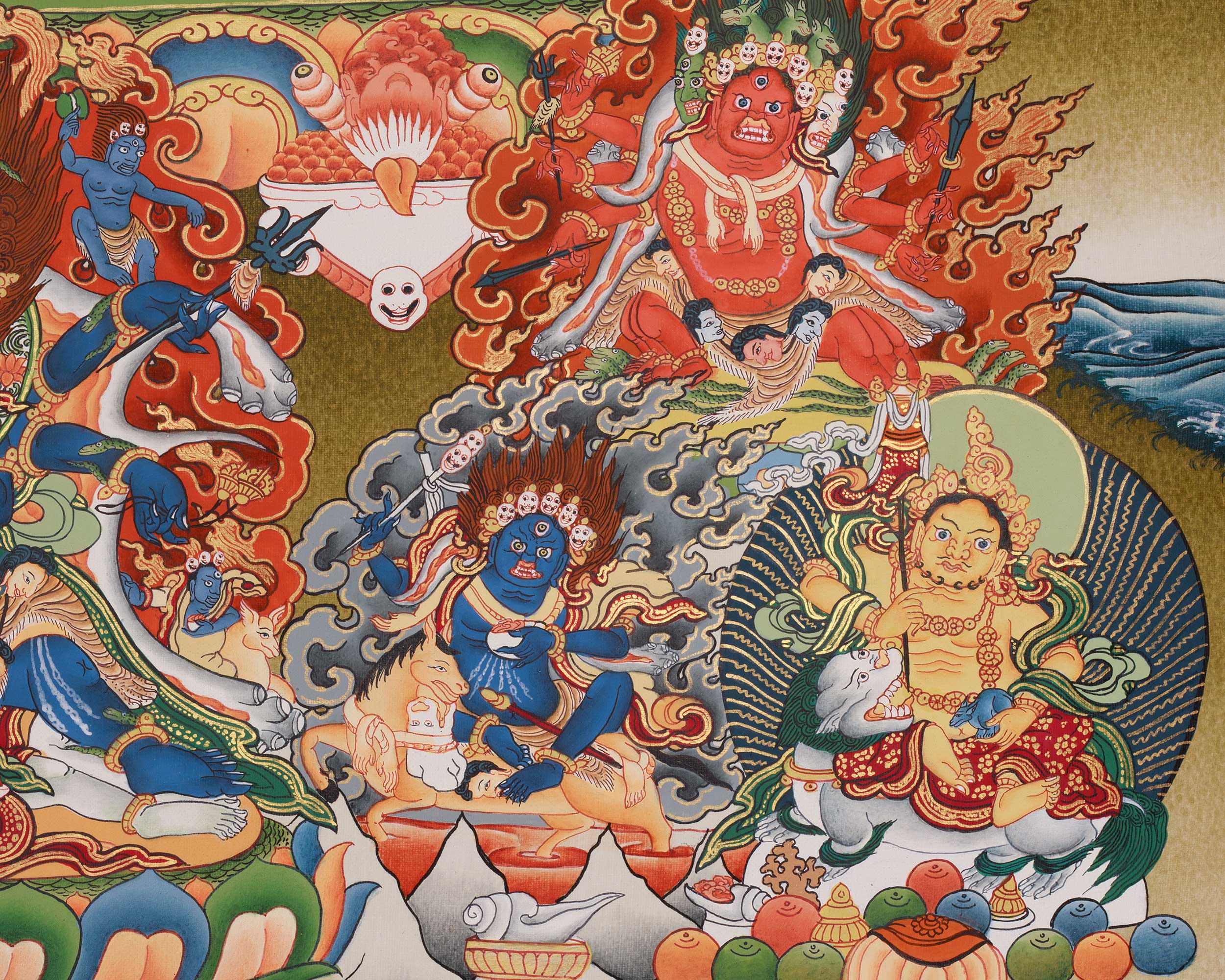 29-Inch Yamantaka Thangka | The Fierce Form of Manjushri