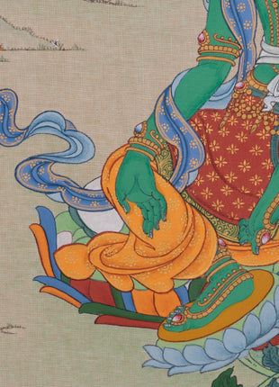 Small Green Tara Meditation Artwork | Buddhist Goddess of Compassion & Protection