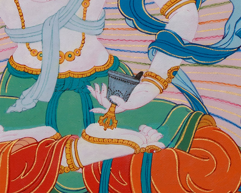 Handpainted Vajrasattva Thangka for Vajrayana Practice