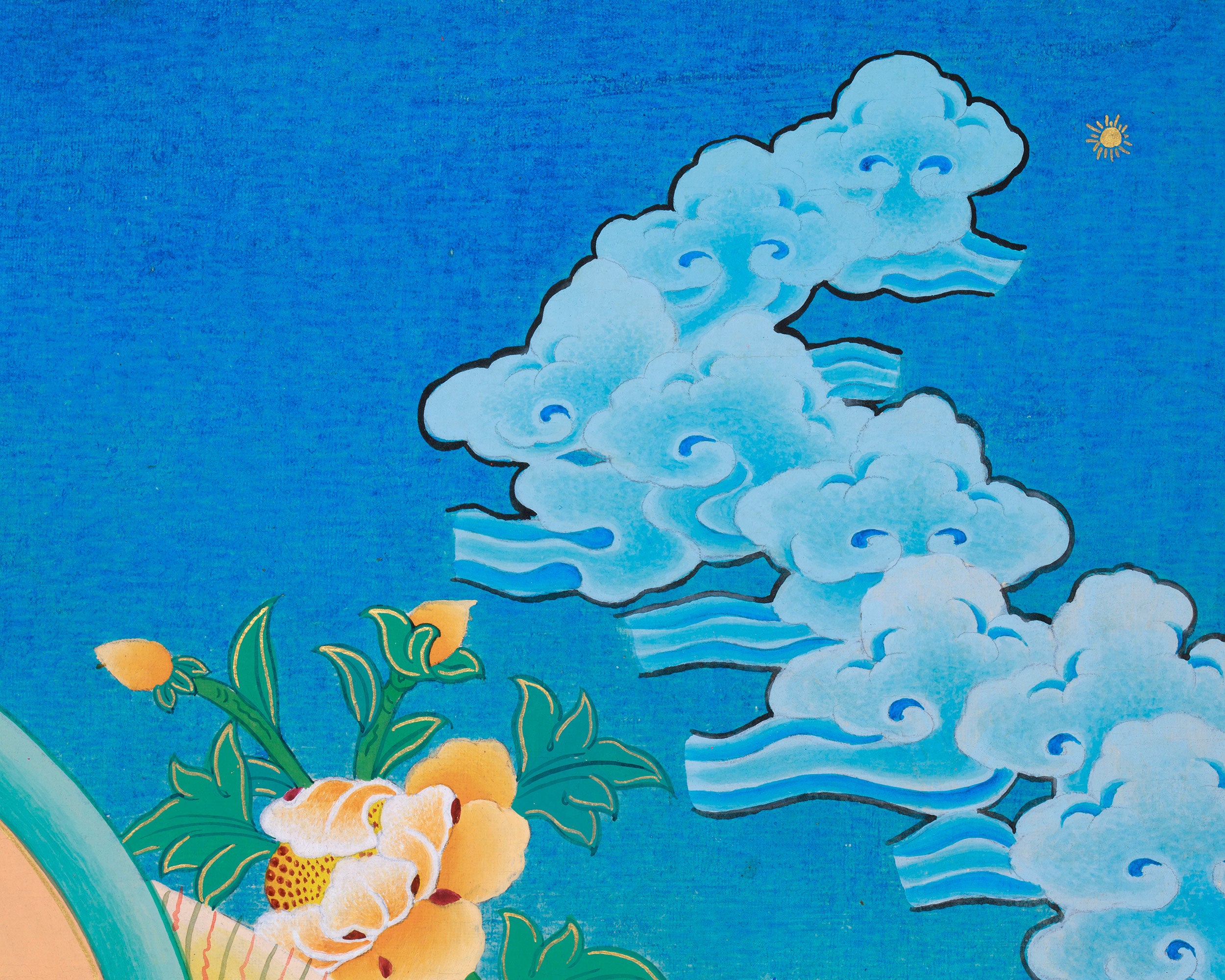 White Tara with Amitayus Buddha Art | Sacred Tibetan Longevity Thangka