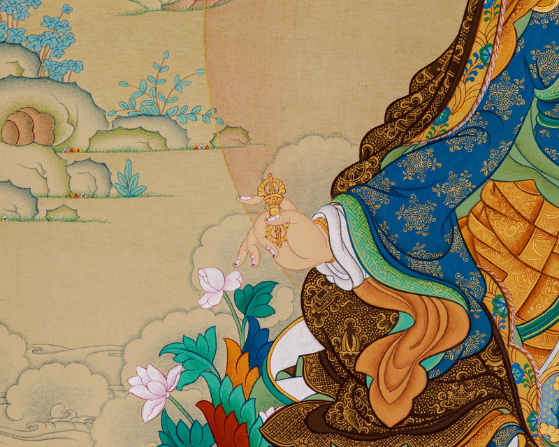 Hand-Painted Padmasambhava Art | Traditional Tibetan Thangka Painting