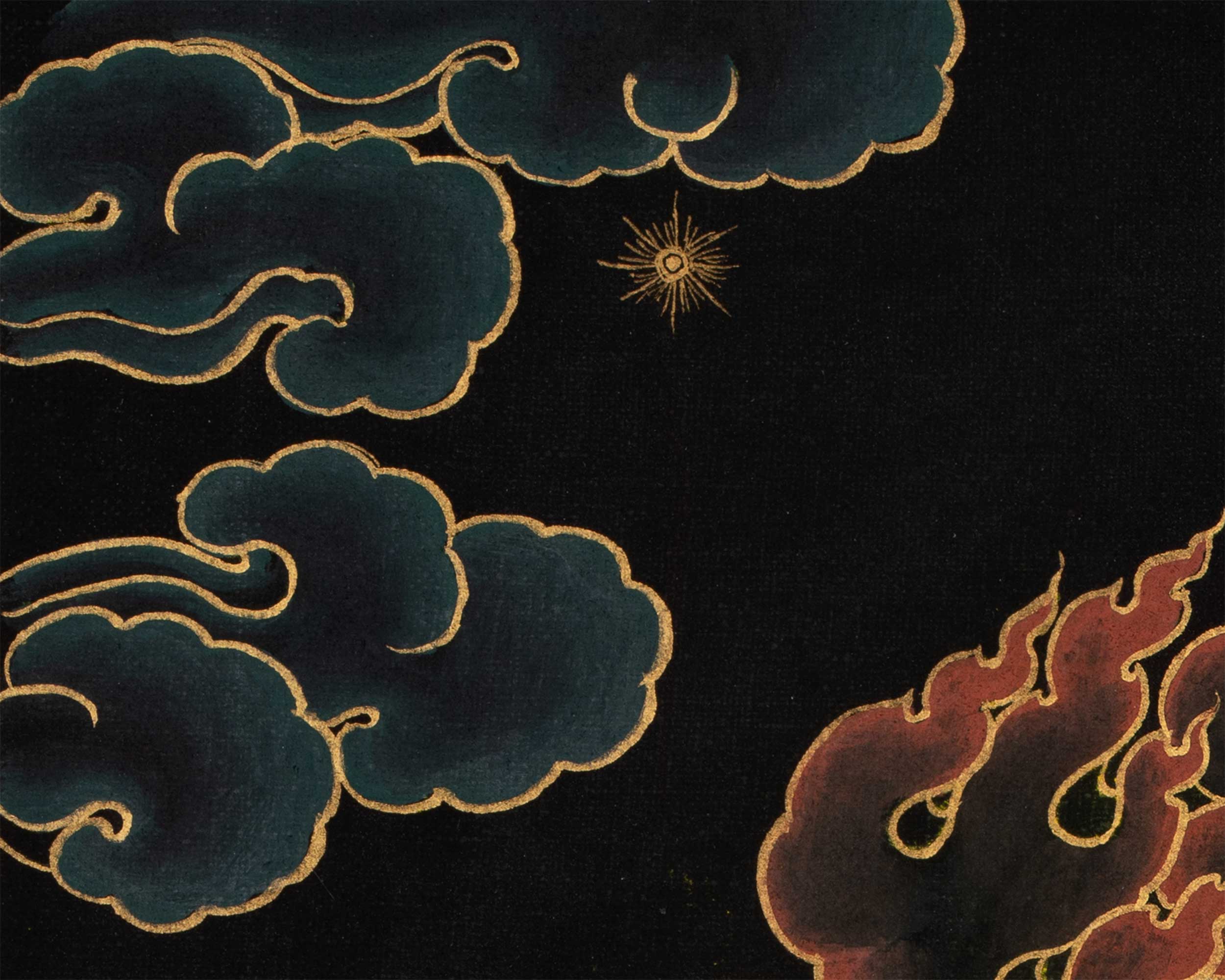 Exquisite Black and Gold  Vajrapani Thangka | Traditional Buddhist Artwork