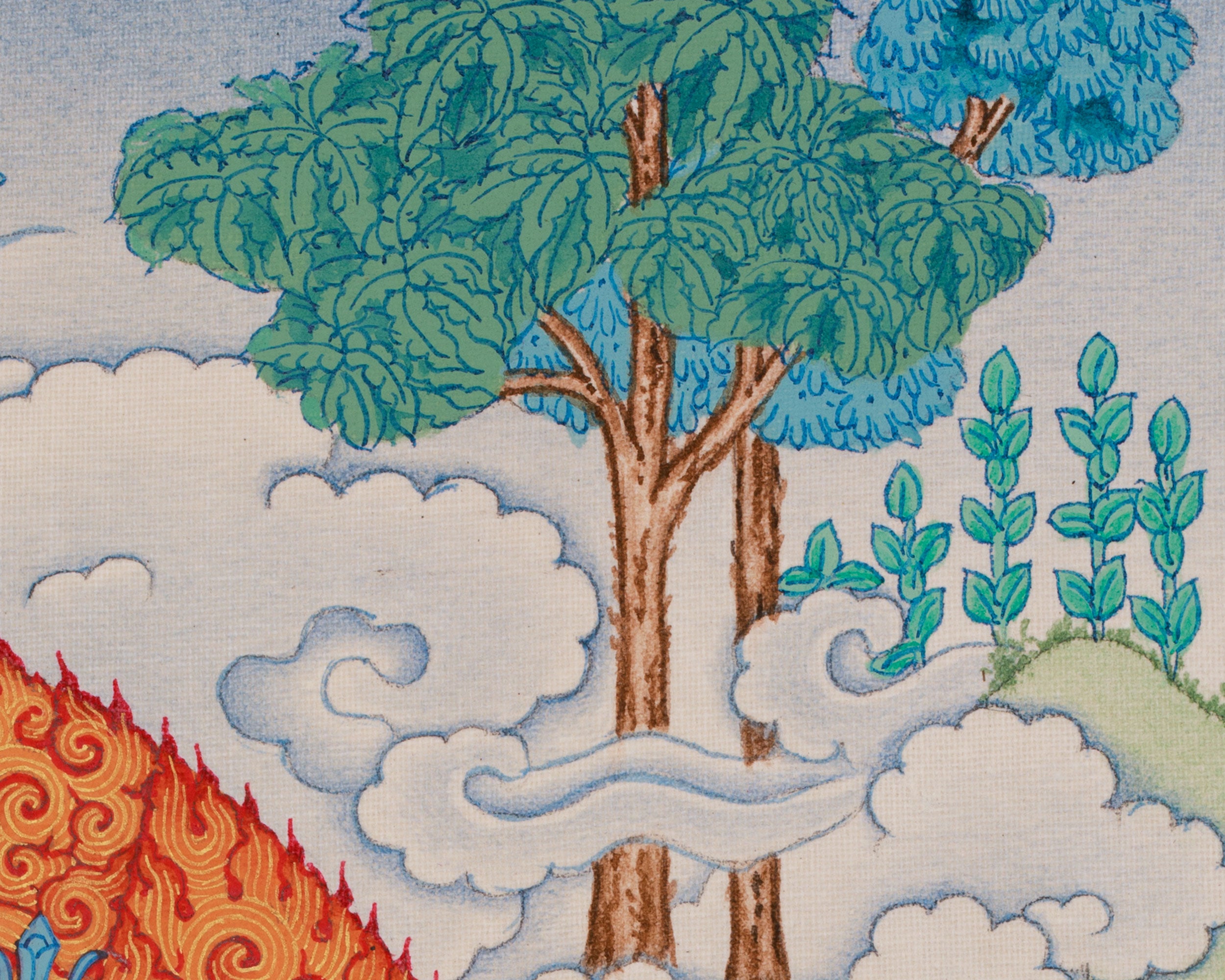 Wrathful White Mahakala | Buddhist Thangka of Protection & Prosperity