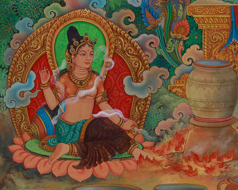 Primordial Buddha Vajrasattva Thangka | Traditional Pauba Art for Meditation and Sacred Spaces