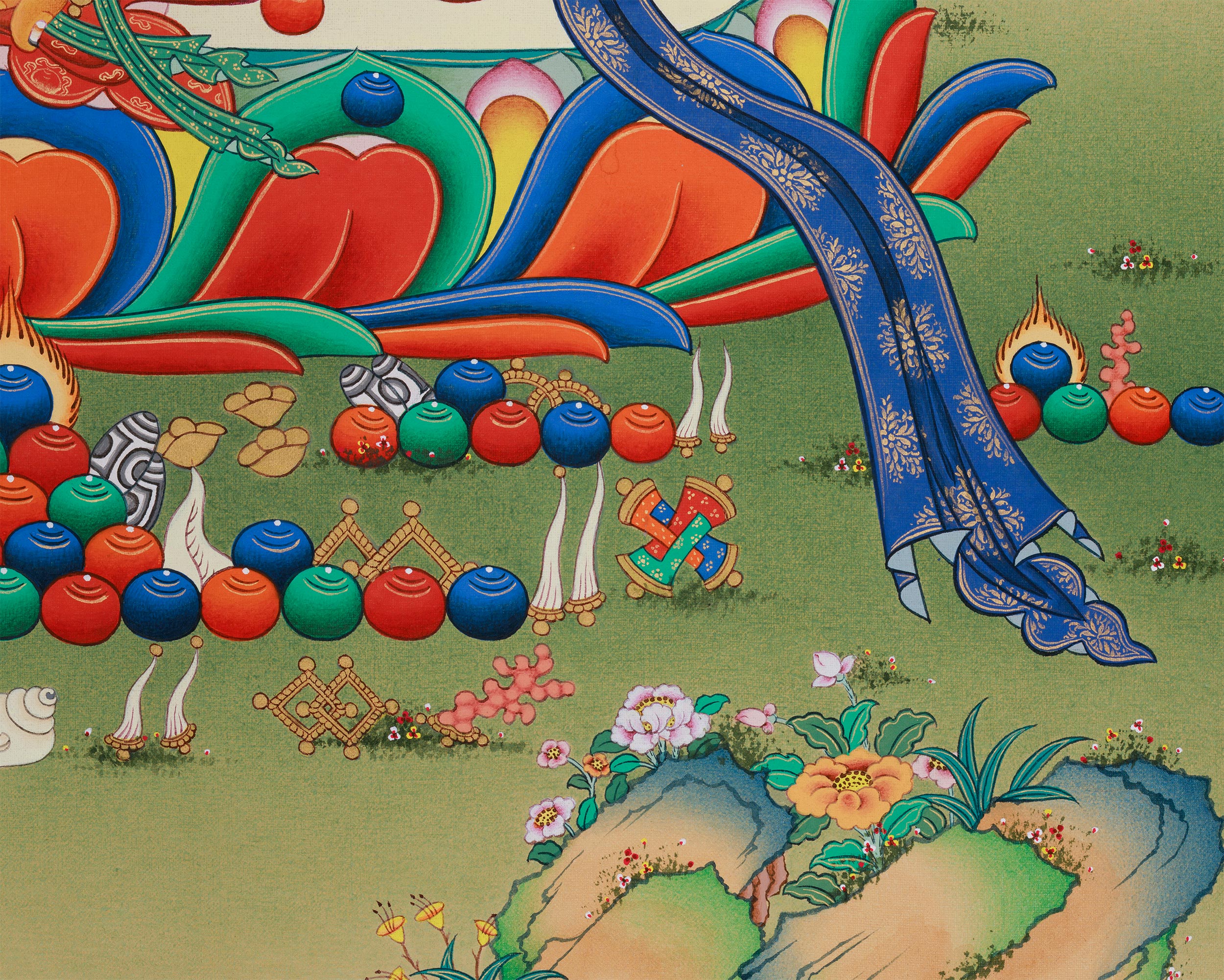 God of Wealth, Dzambhala Thangka Print | Vajrayana Giclee Canvas