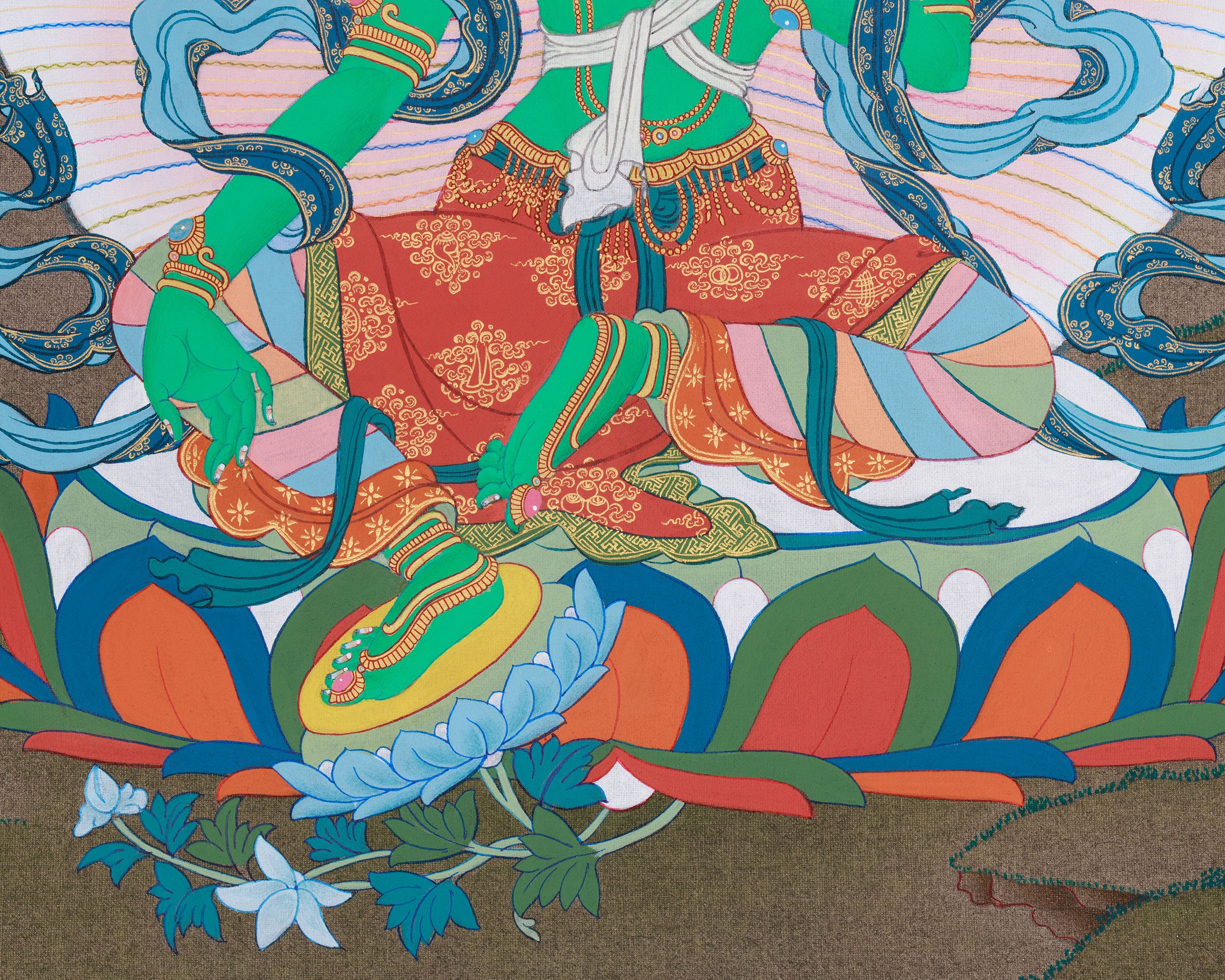 Anika Green Tara Goddess Thangka | Compassion and Protection