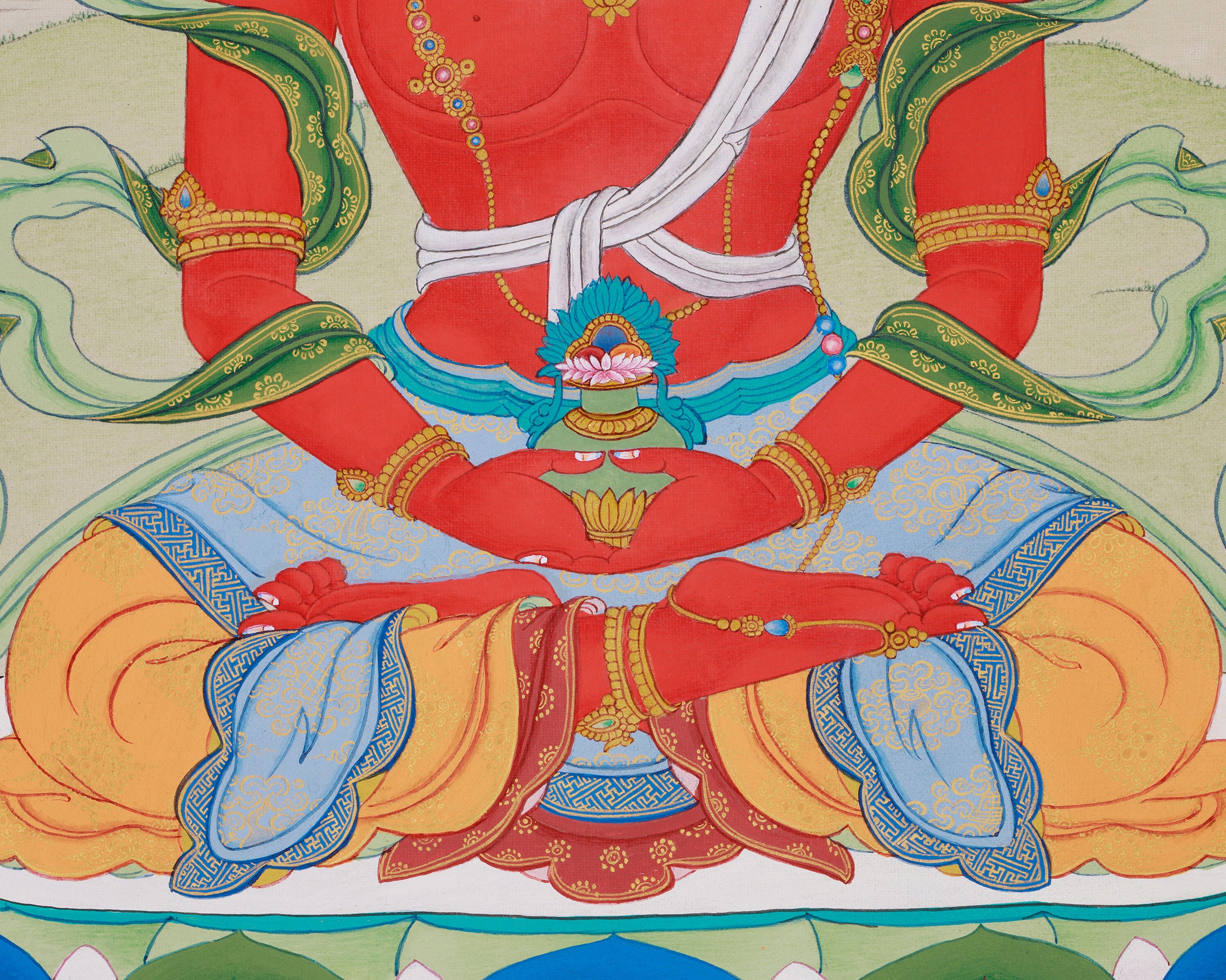 Tibetan Amitayus Buddha Painting | Buddha of Infinite Light and Longevity