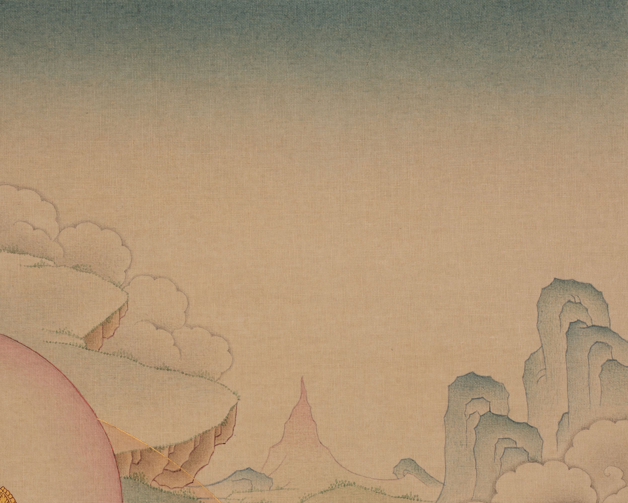 The Compassionate Buddha, Four Armed Chenresig Thangka | Exclusive Artwork with Lhasa Stone Hues