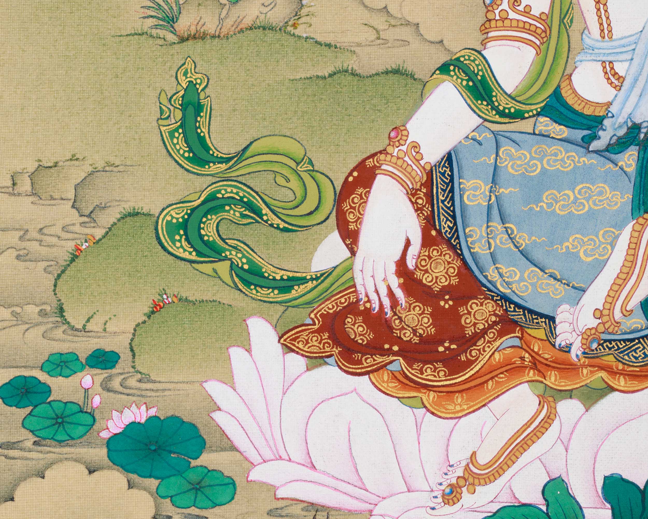Two-Armed Chenrezig with Amitabha Thangka | Embodying Compassion and Infinite Light