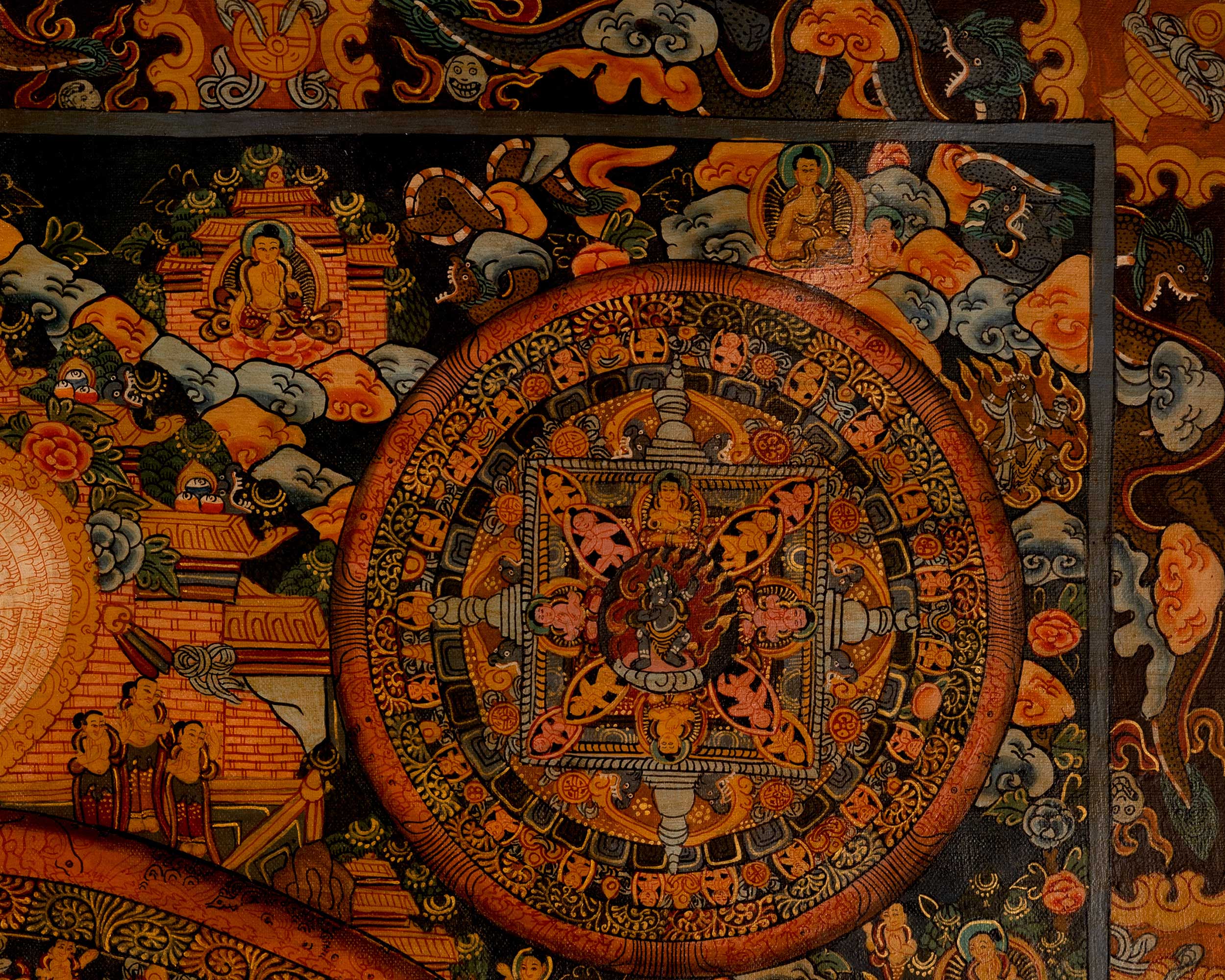 Tibetan Oil Varnished Heruka Mandala | Traditional Thangka