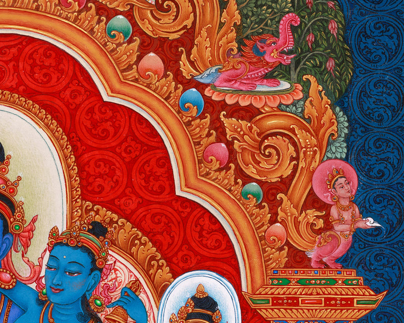 High Quality  Dorje Sempa Thangka Print | Traditional Yab-Yum Painting | Spiritual Journey with Sacred Union