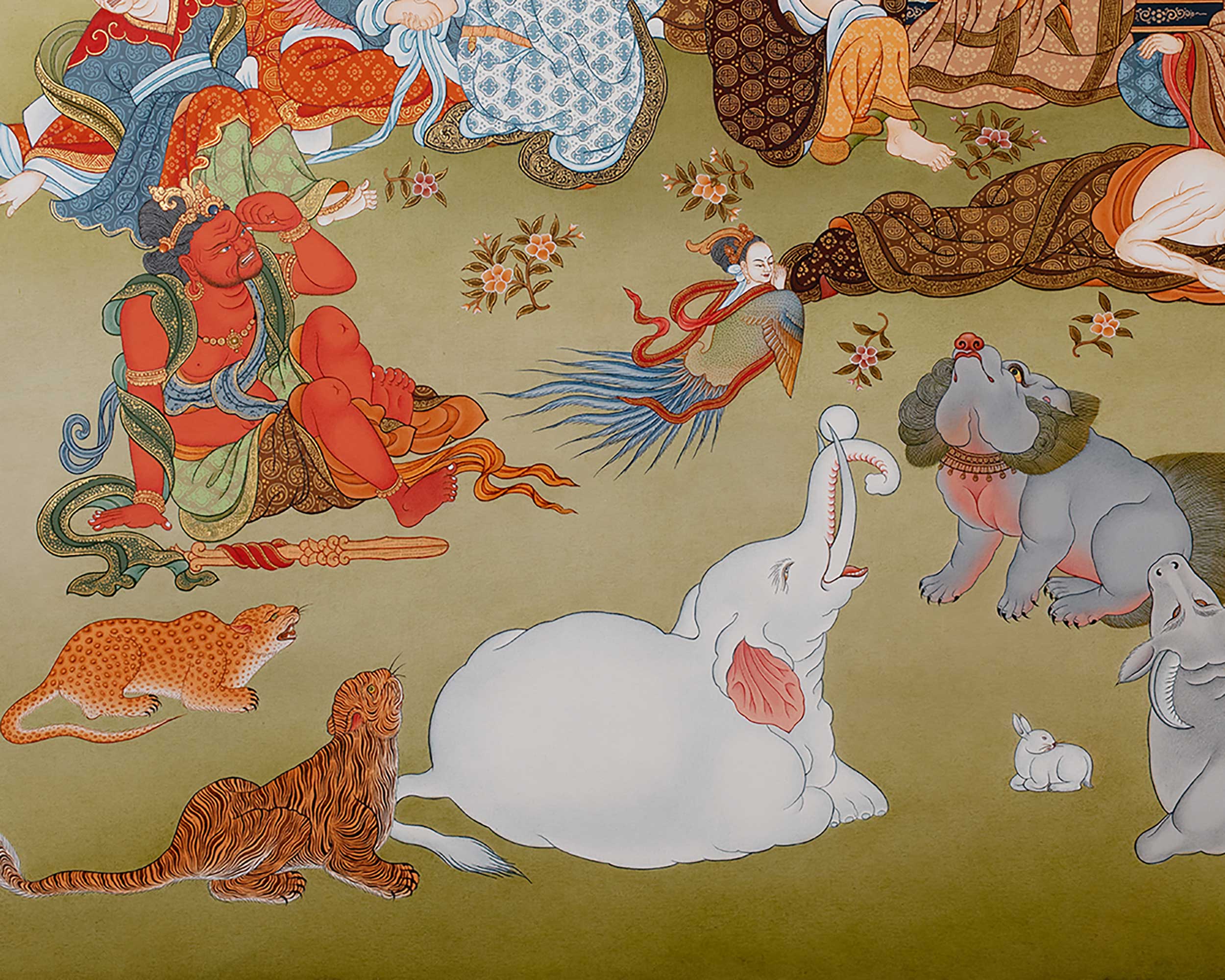 Buddha's Mahaparanirvana Thangka | Buddhist Handpainted Artwork | Wall Hanging Decor