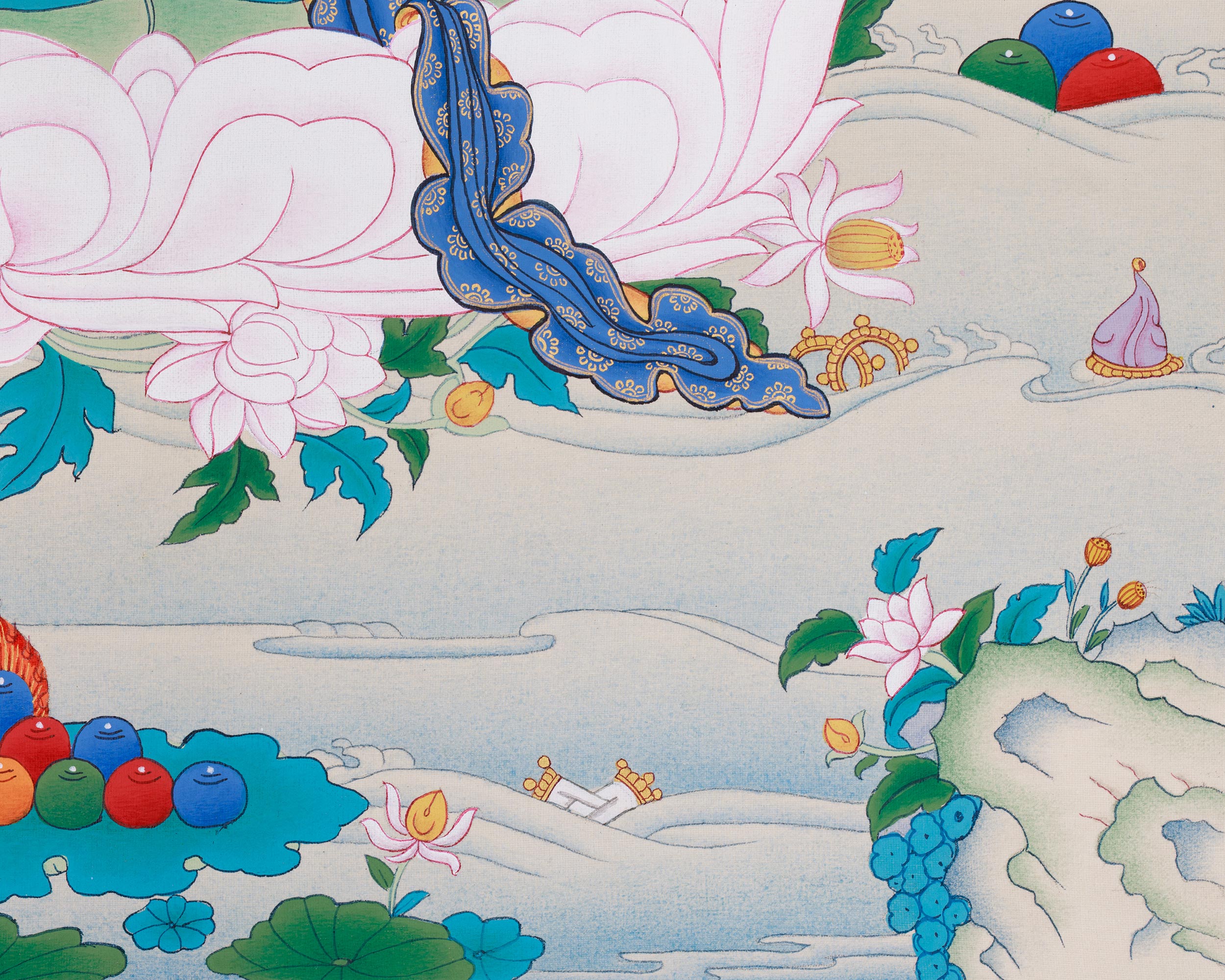 Buddhist Goddess White Dolma | A Sacred Thangka of Purity, Compassion, and Spiritual Healing