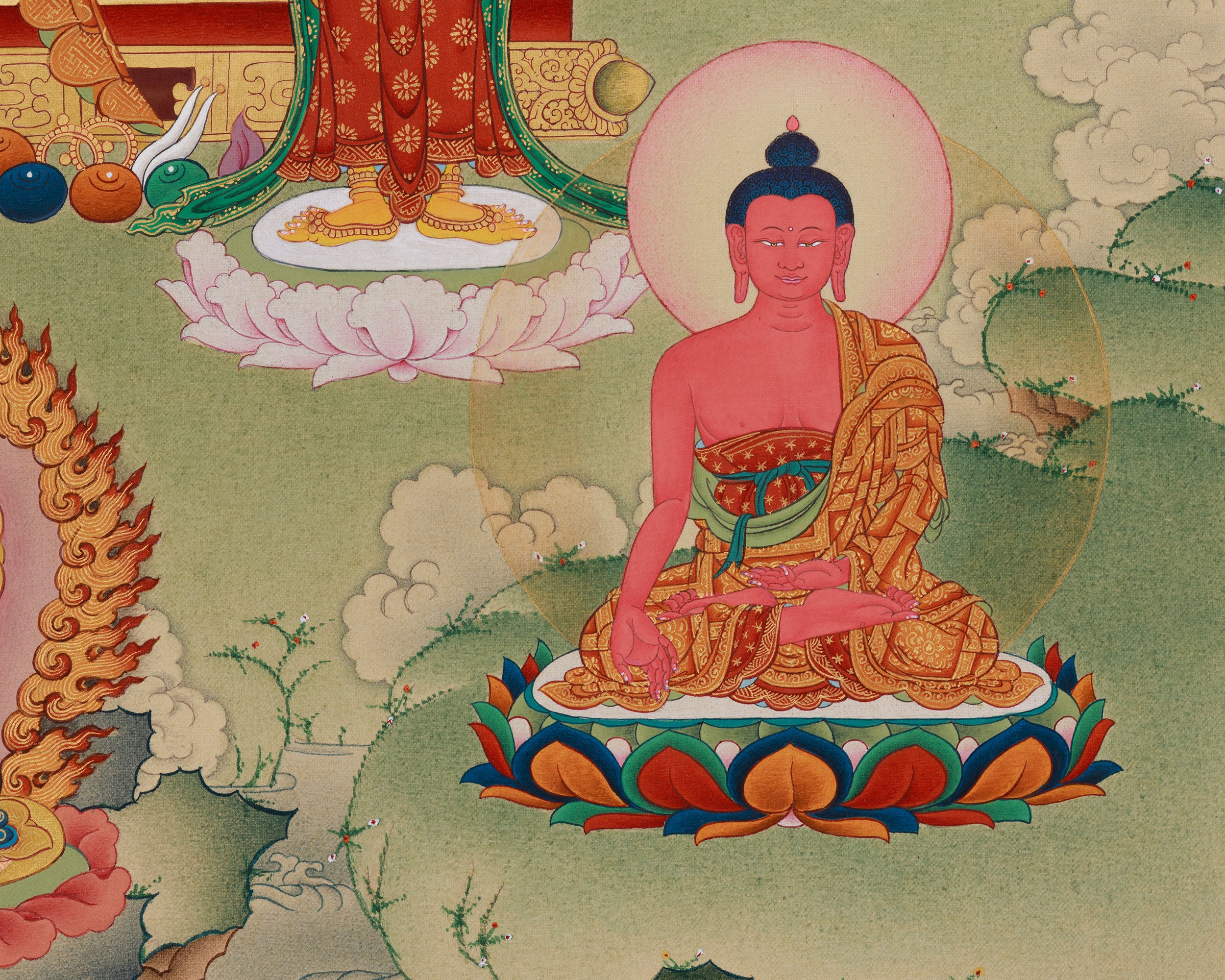 8 Medicine Buddha with Yuthok and Shanglon Dorje Dudul Thangka | Bhaisajyaguru Artwork