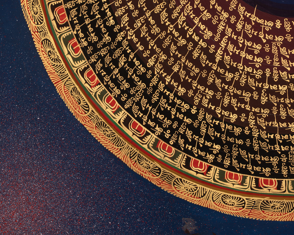 Mantra Mandala Sacred Thangka | Tibetan Artwork | Representing Enlightened Universe