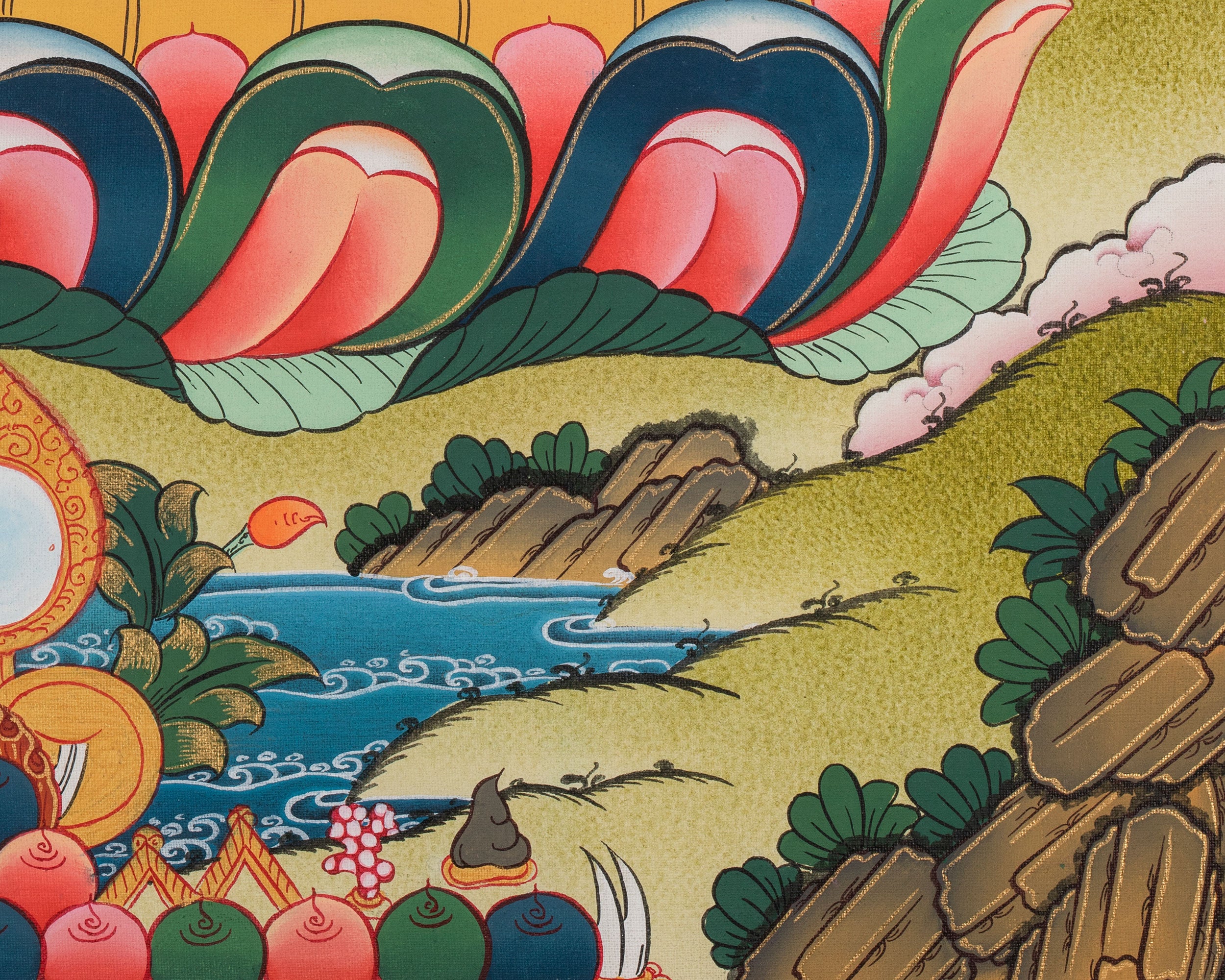 Divine Deity Chenrezig | Hand-Painted Avalokiteshvara Thangka
