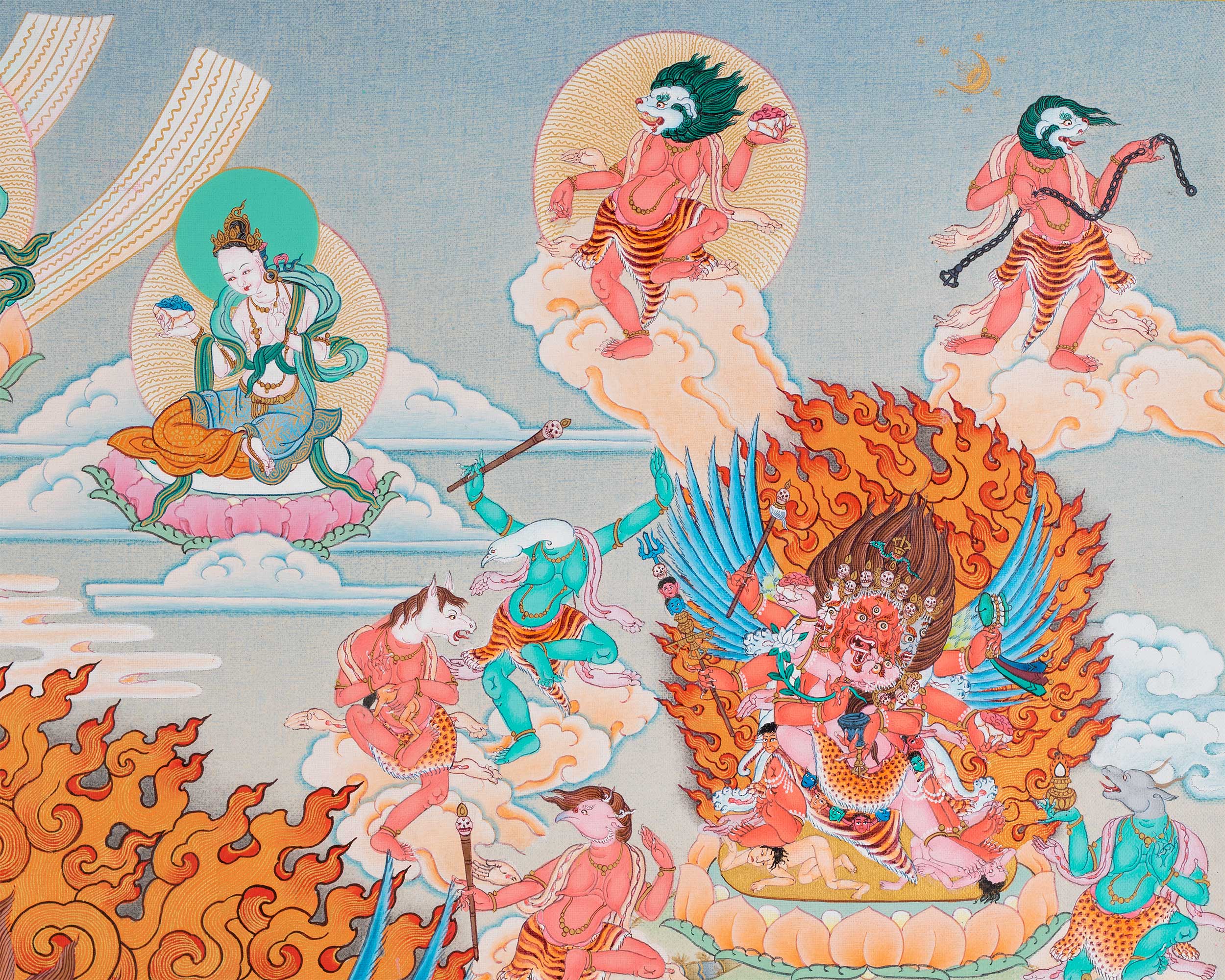 58 Wrathful Bardo Deity Thangka Print | 100 Deities of Bardo