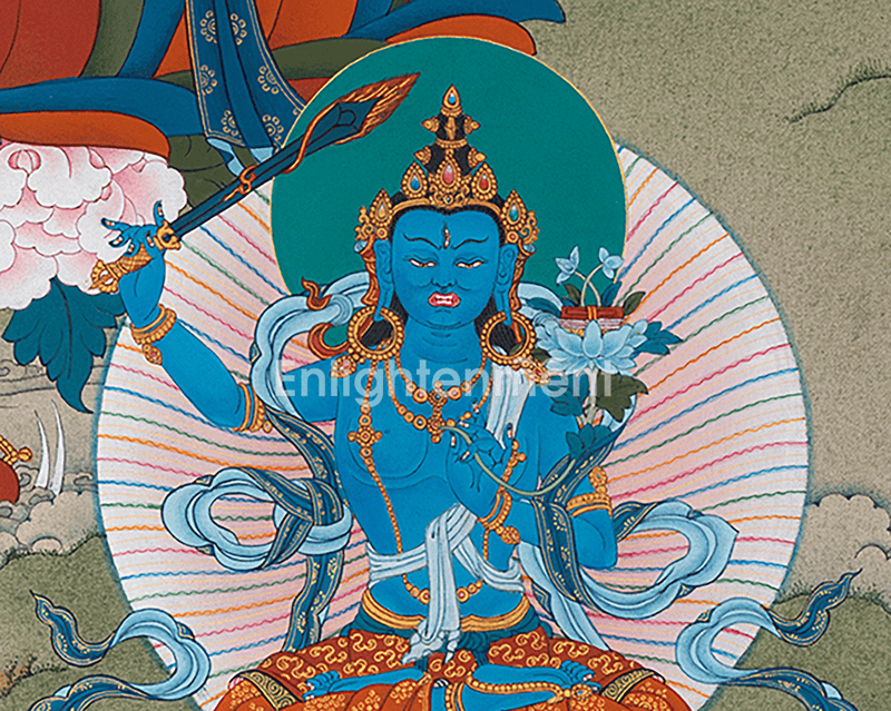 5 Manjushri Thangka as a Symbol of Wisdom | Bodhisattva Art  | Traditional Wall Hanging Decor