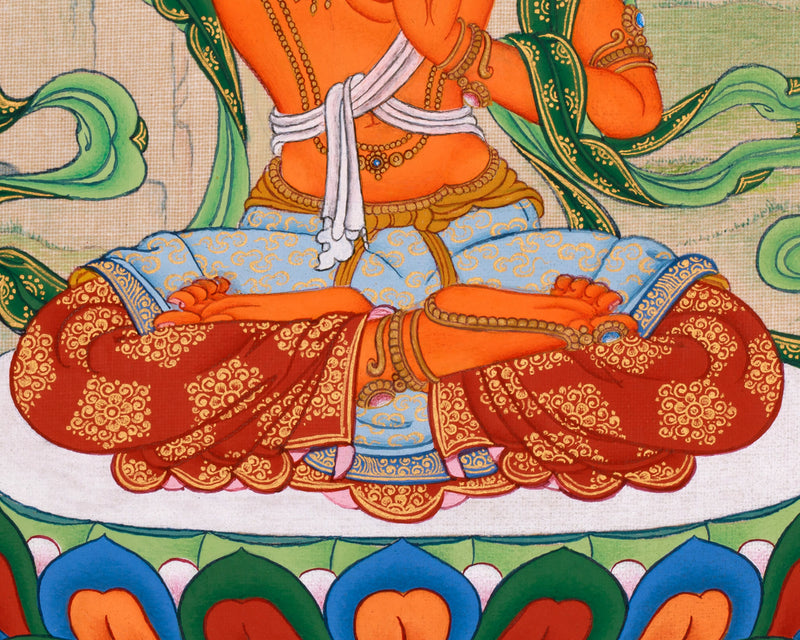 Tibetan Manjusri Kumarabhuta Thangka | The Bodhisattva of Supreme Knowledge