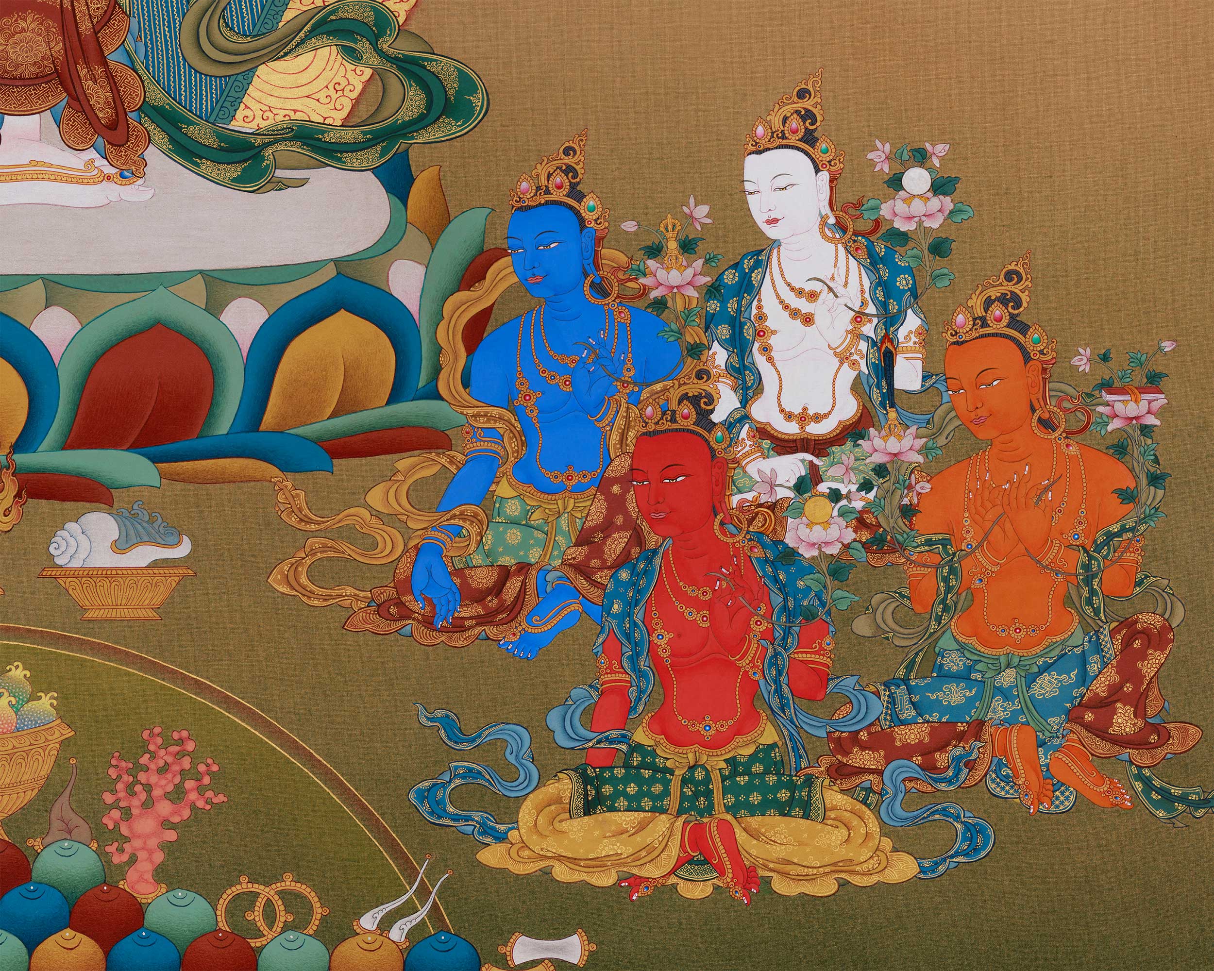 Exclusive 1000 Armed Chenrezig with 8 Bodhisattva Thangka | 40x50 Inches Thangka of Compassion, Power, and Enlightenment