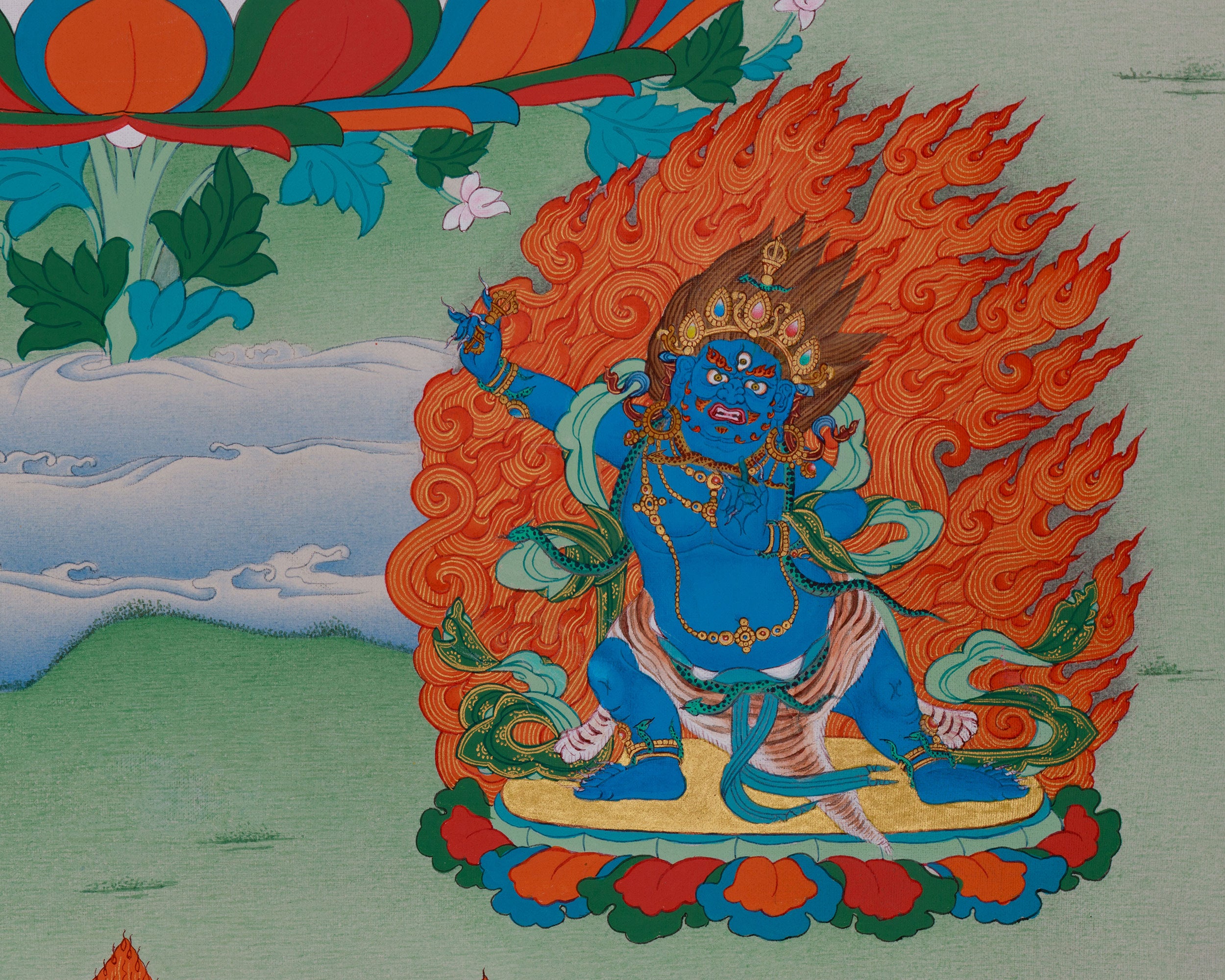 Avalokitesvara Thangka | Chenrezig with Manjushri & Vajrapani