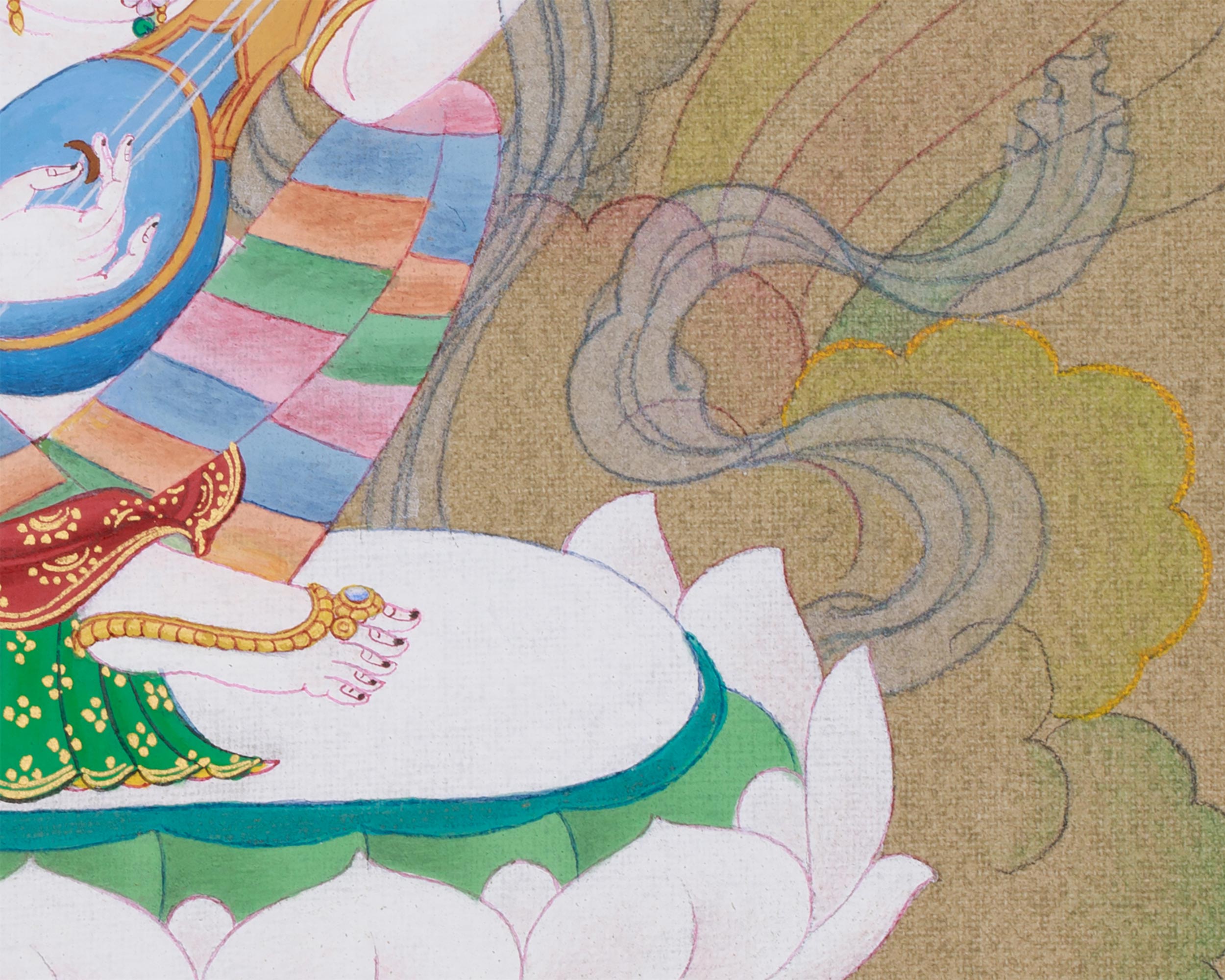 Original Goddess Saraswati Painting | Deity of Arts, Knowledge, and Music