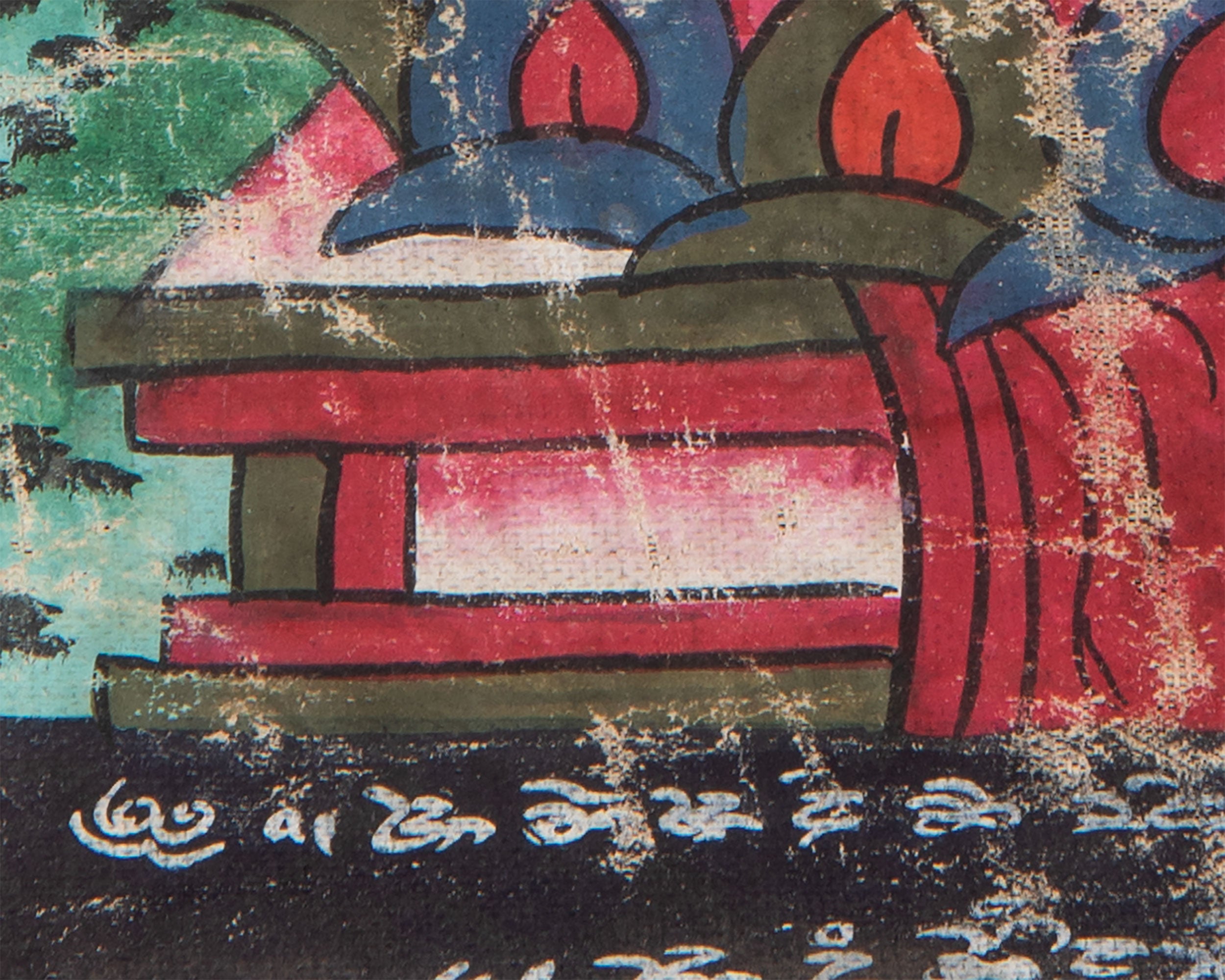 Vintage Amitabha Buddha Thangka | Brocade Mounted Thangka | Tibetan Wall Decoration Art