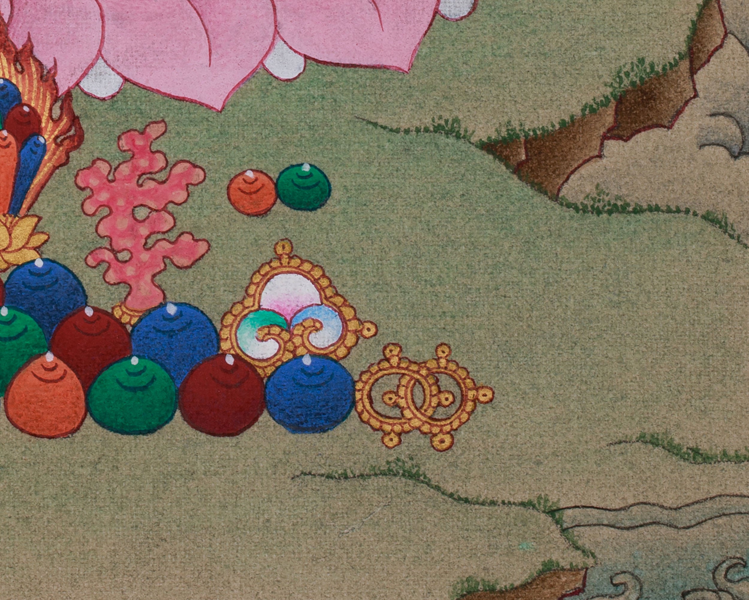 Original Thangka of Yellow Dzambhala | Buddha of Wealth and Prosperity