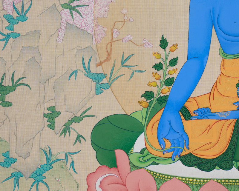 Healing Energy of Bhaisajyaguru | Luminous Blue Medicine Buddha on Lotus