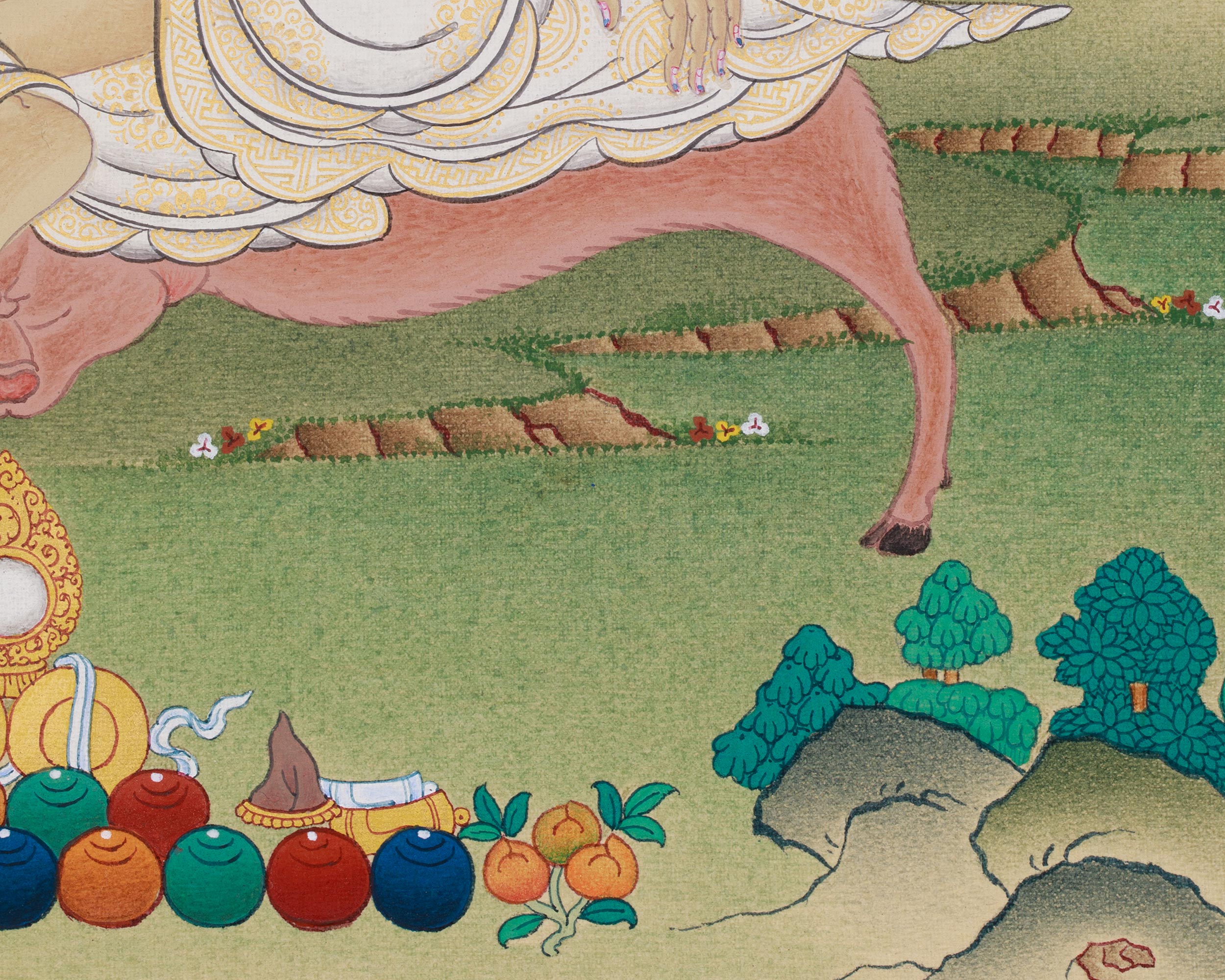 Milarepa with Vajradhara Thangka | Meditation Master and Buddha of Ultimate Wisdom