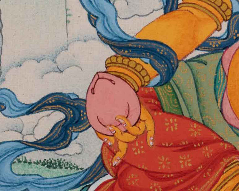 Yellow Dzambhala Thangka - Beacon of Wealth and Fertility | Himalayan Art