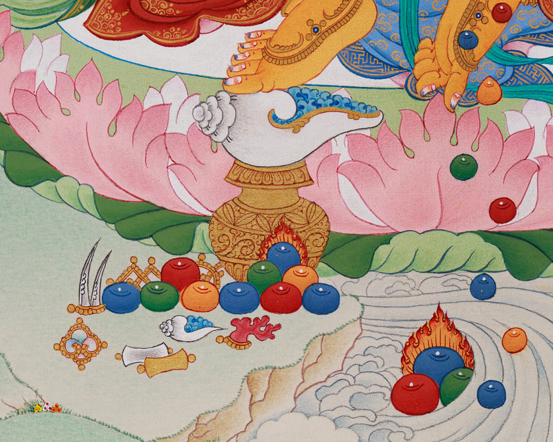 Tibetan Wealth Deity Thangka | Hand-Painted Art for Prosperity and Abundance