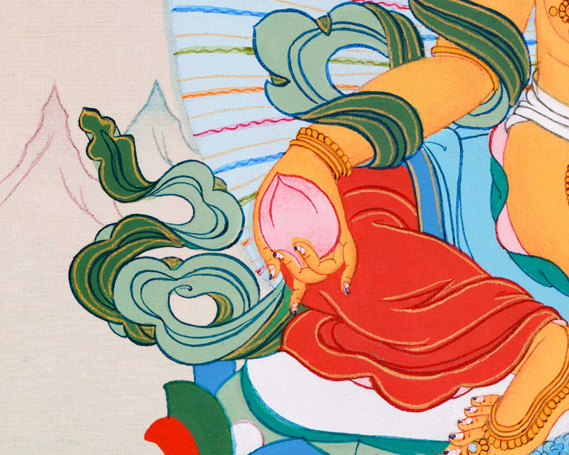 Traditional Yellow Dzambhala Thangka | Wealth Deity Artwork