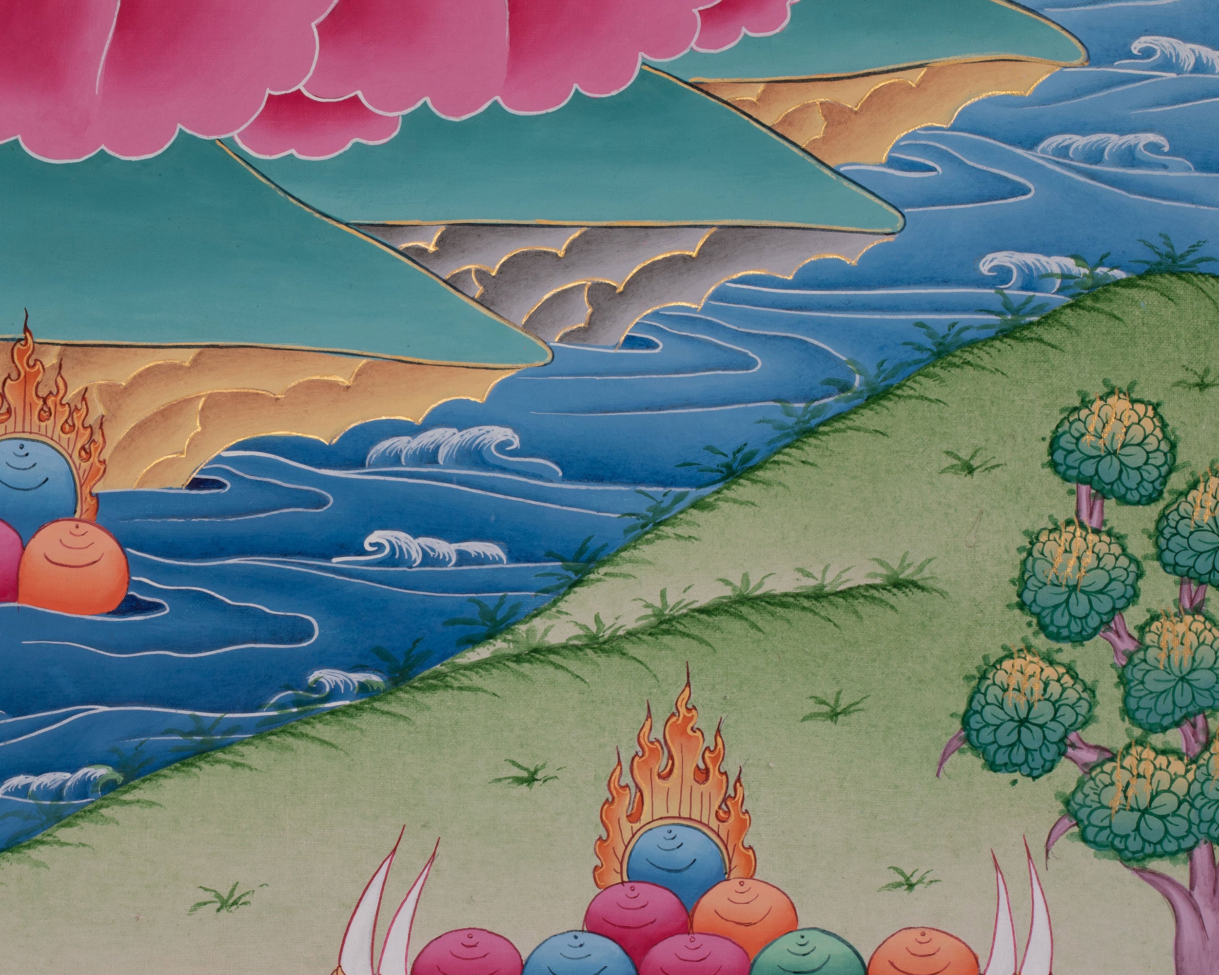 Traditional Thangka of White Dzambhala | Sacred Tibetan Wealth Deity Art