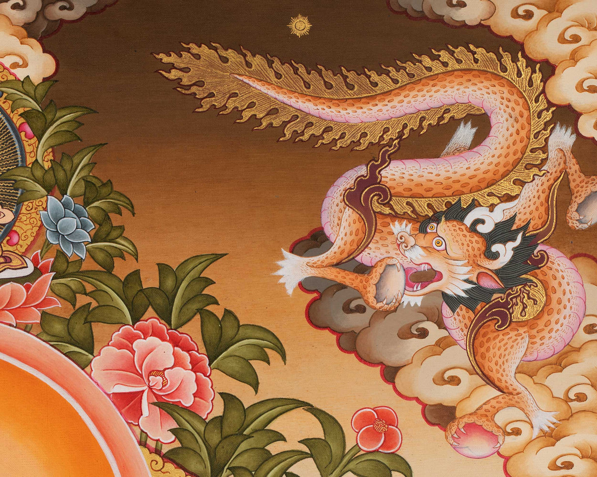 Manjushree The Deity of Wisdom Thangka  | Amitayus , Vajrapani & Chengresig Fine Quality Acrylic Art | Wisdom Buddha