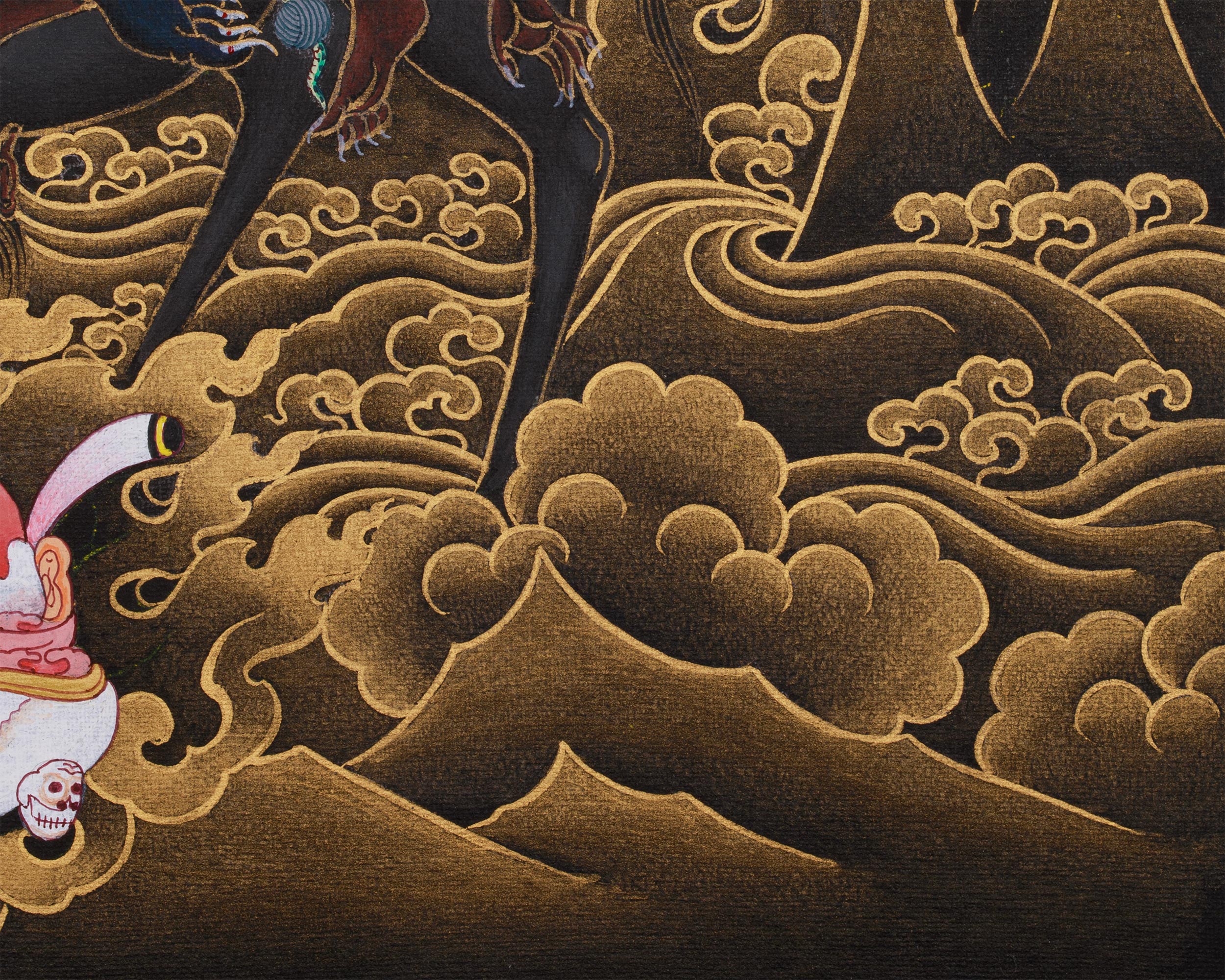 Four-Armed Palden Lhamo Thangka | Fierce Guardian in Nakthang Style
