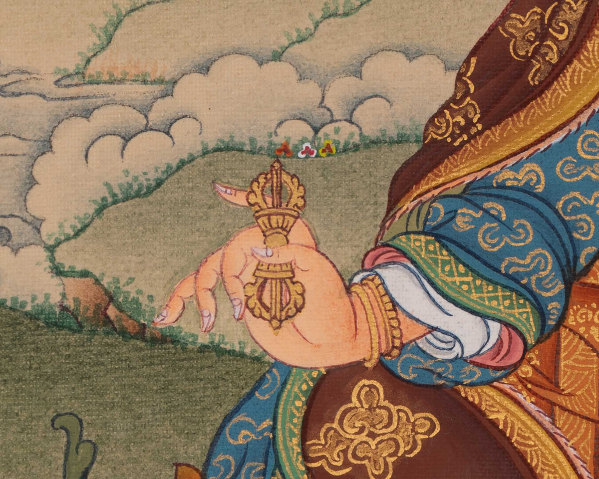 Guru Rinpoche Thangka Painting | Lotus-Born Master | Vajrayana Buddhism