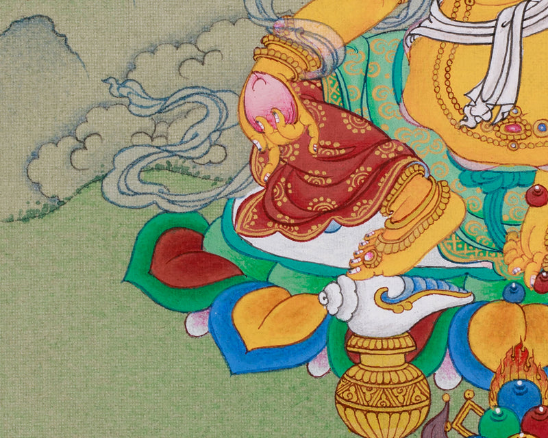 Small Dzambhala Thangka | Symbol of Abundance and Compassionate Wealth