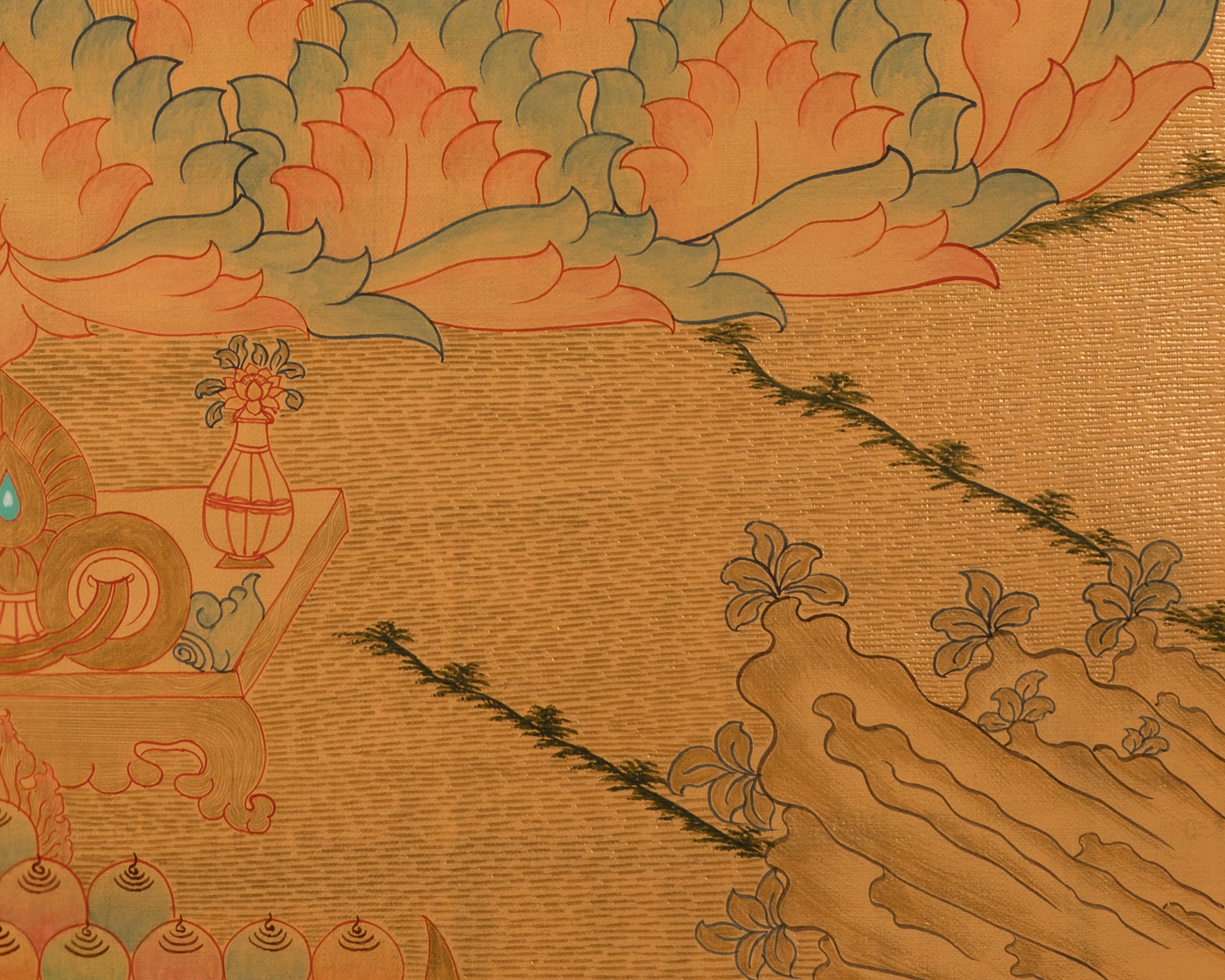 Traditional 24K Gold Style Shakyamuni Buddha Thangka | Symbol of Peace & Wisdom