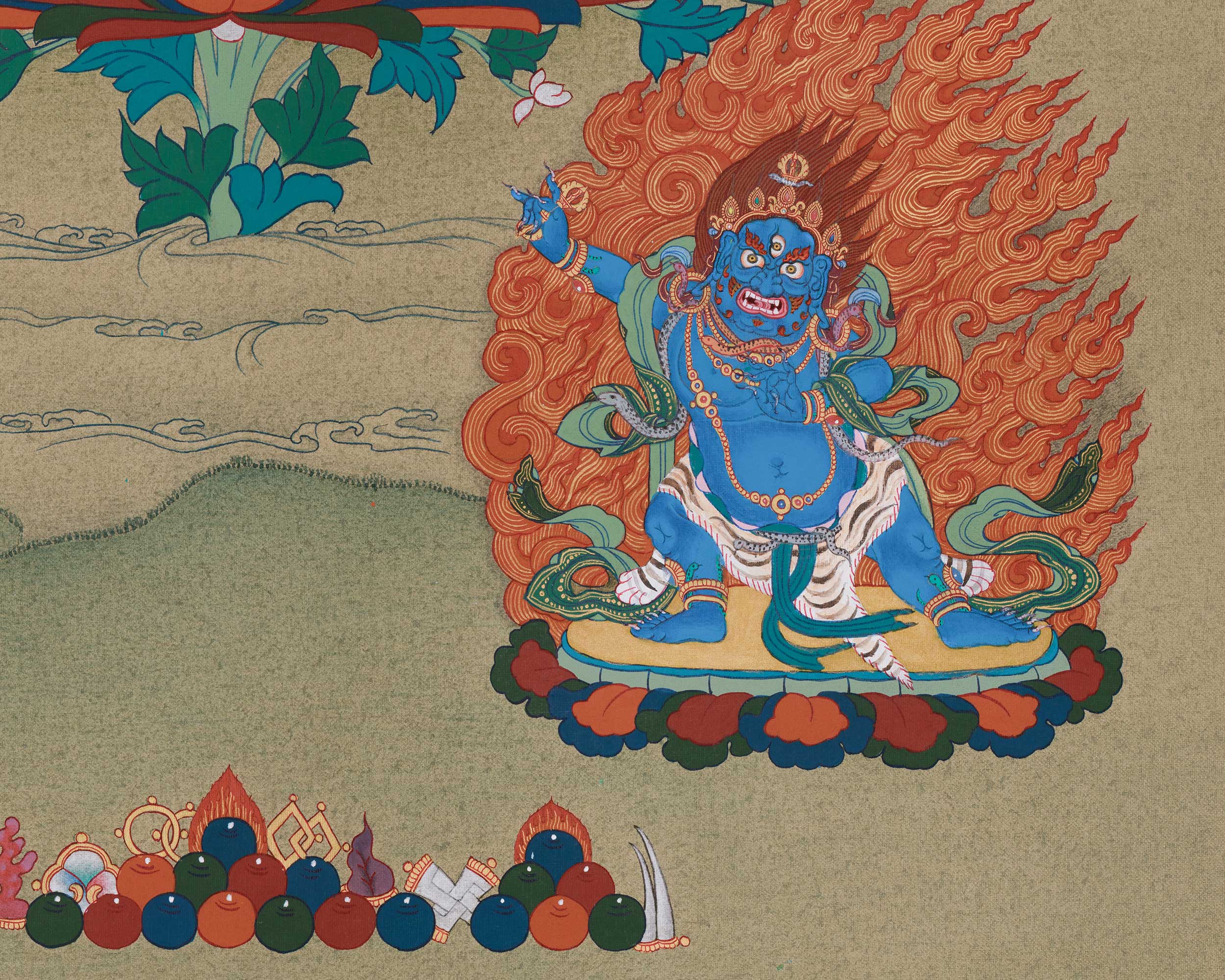 Tibetan Compassion Deity, Chenrezig | Four-Armed Avalokiteshvara Thangka