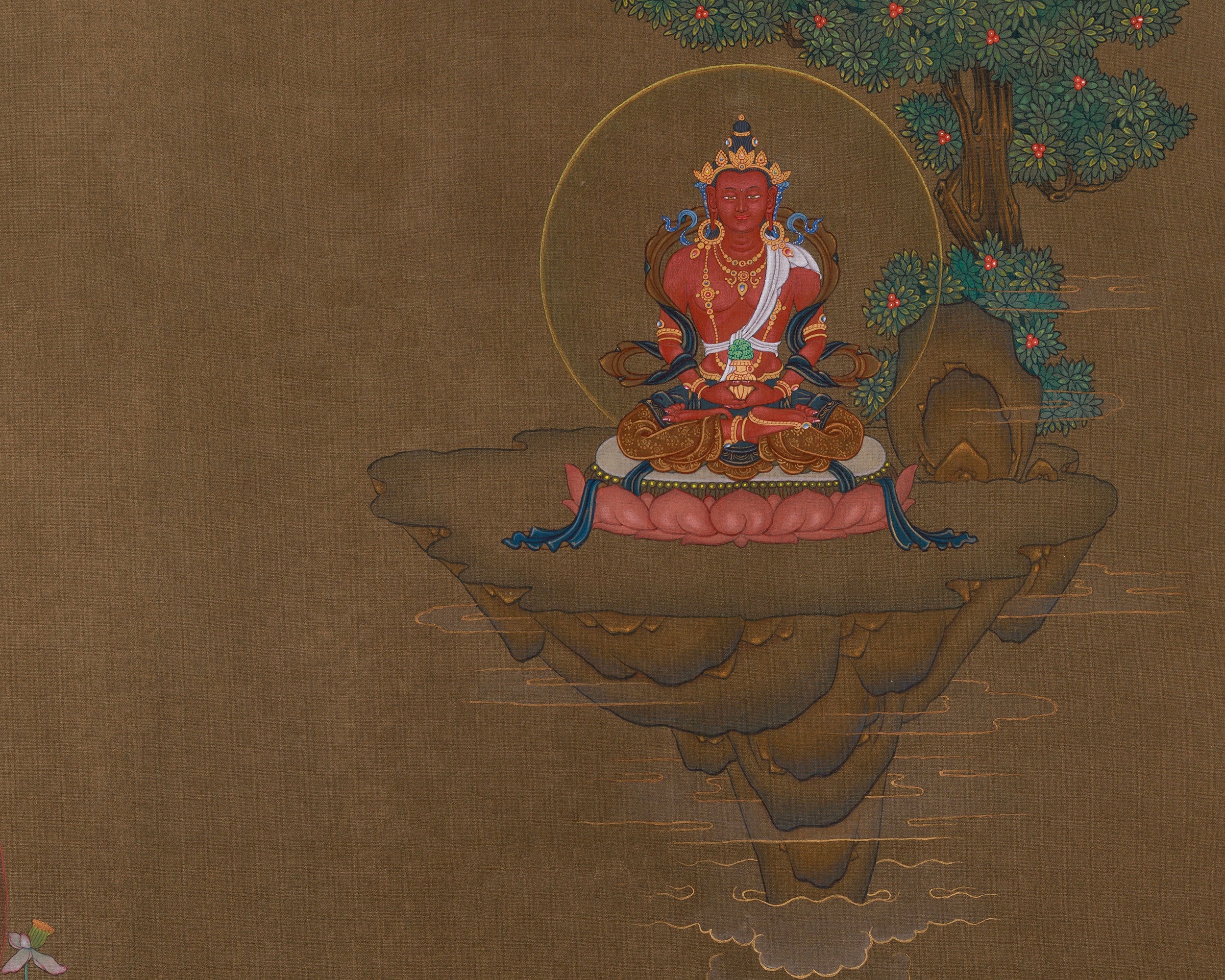 White Tara Featuring Amitayus and Namgyalma Thangka | Premium Hand-Painted Art