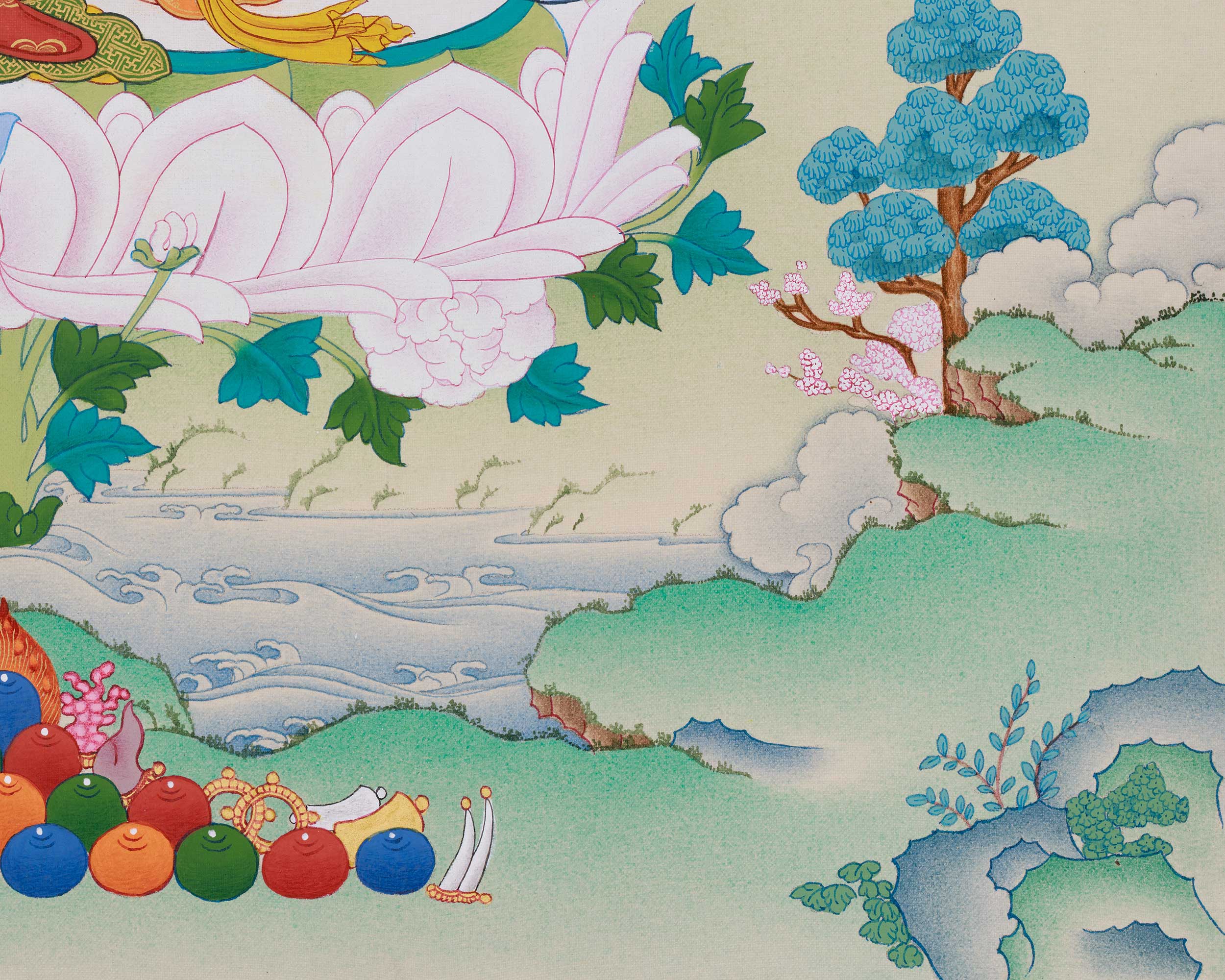 Divine Thangka of Green Tara with Amitabha | Goddess of Compassion and Protection