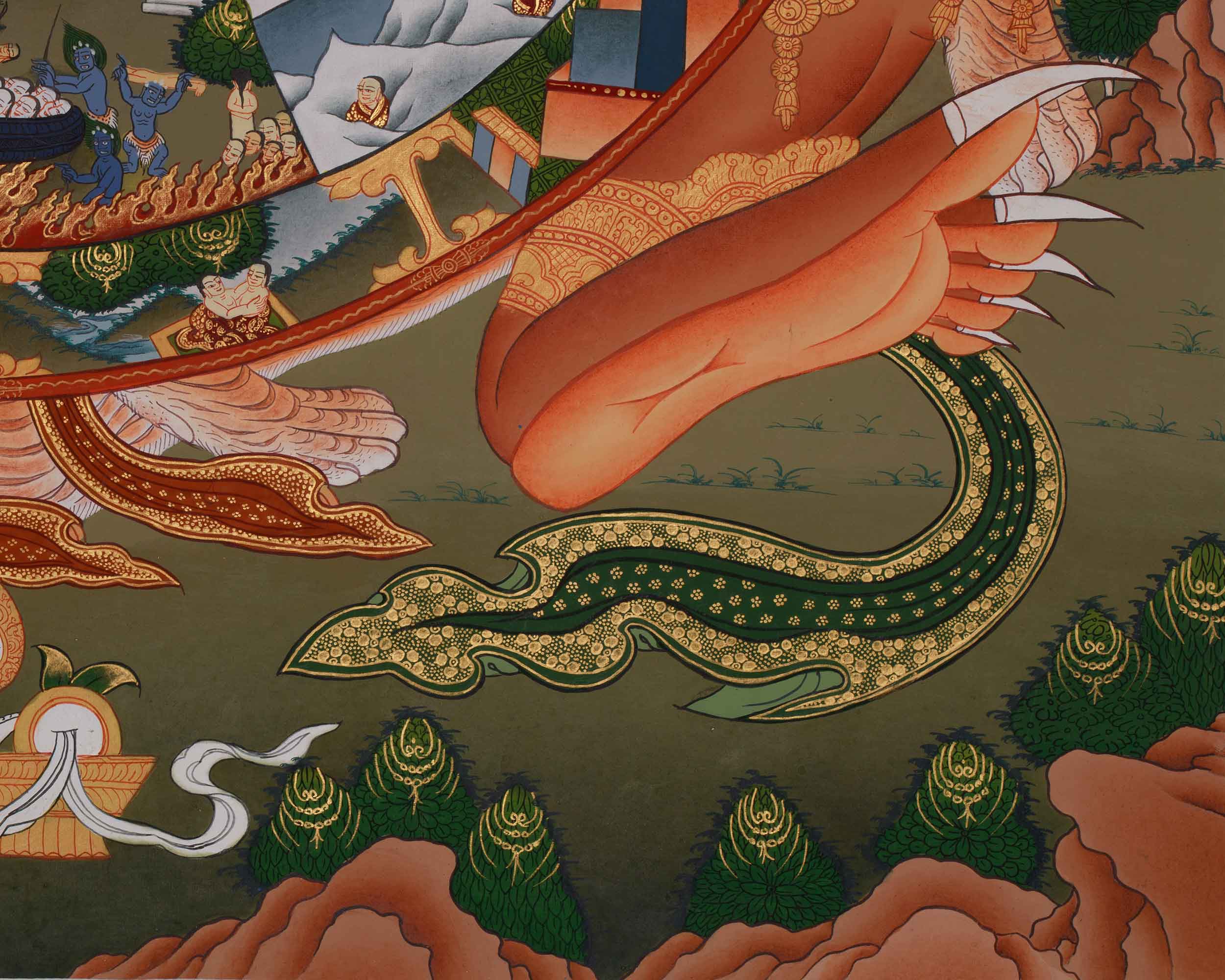 Wheel of Life Thangka with Chenrezig and Amoghasiddhi | A Sacred Symbol of Samsara