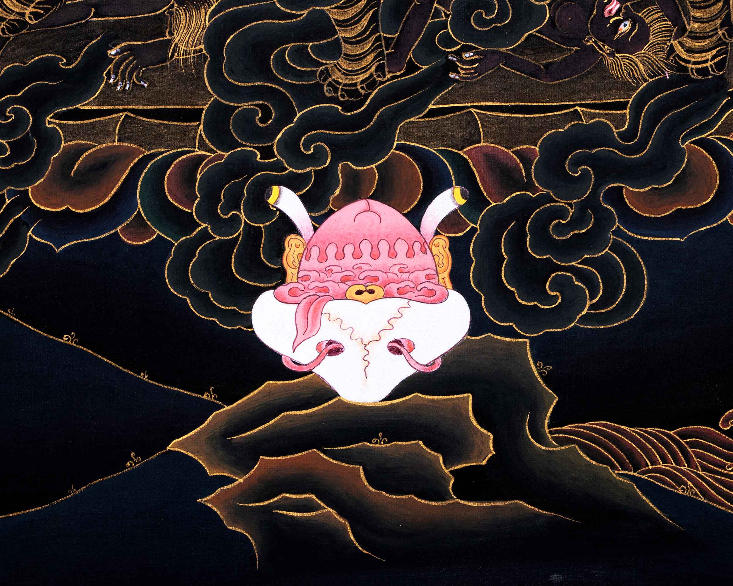 Authentic Dorje Drollo Thangka | Exquisite Tibetan Buddhist Art | Traditional Decors