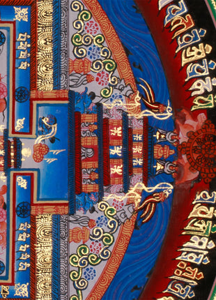 Sacred Gold Kalachakra Mandala Thangka | Wheel of Time